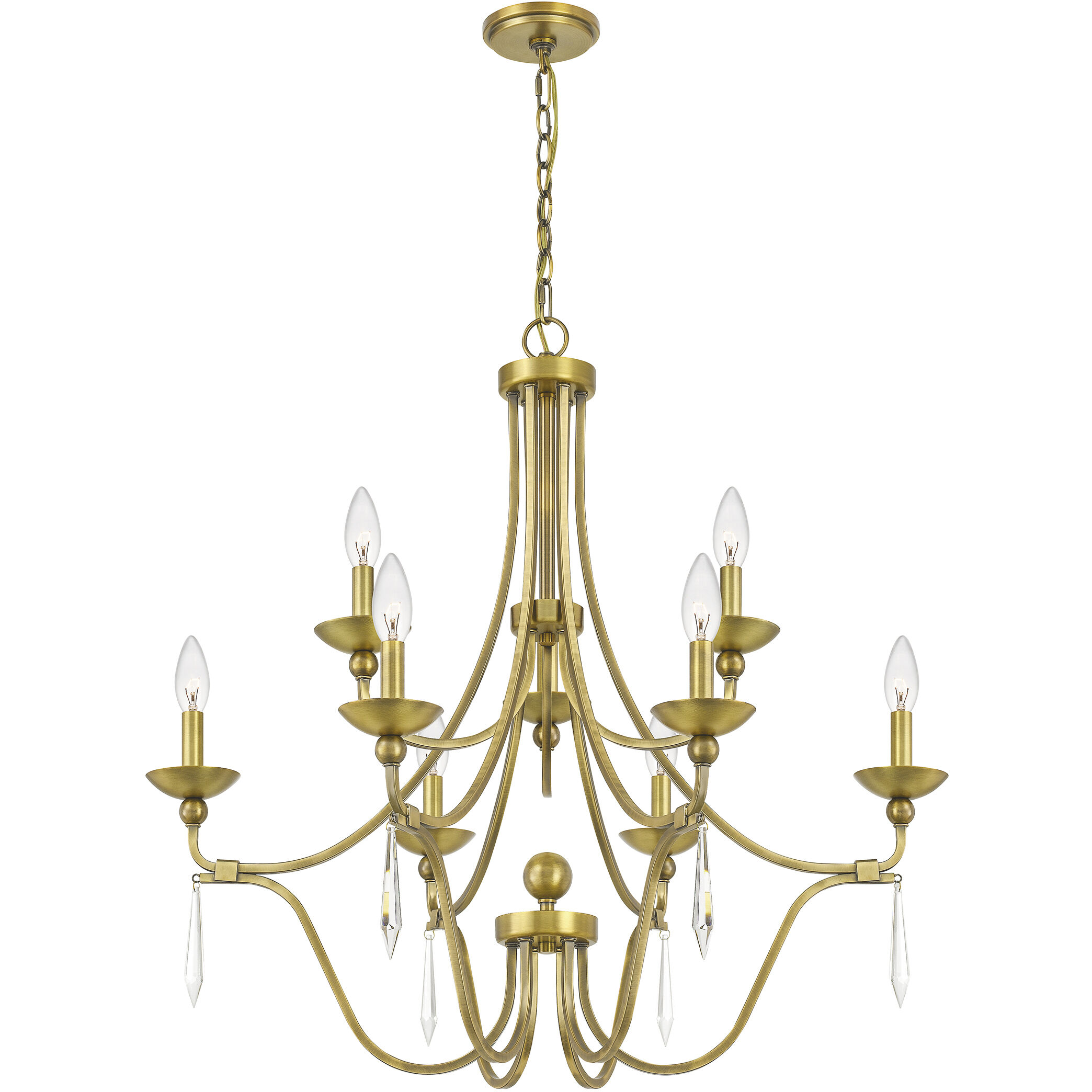 Joules 9 Light 32 inch Aged Brass Chandelier Ceiling Light