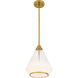 Haze 1 Light 10.5 inch Brushed Gold Mini Pendant Ceiling Light, Small