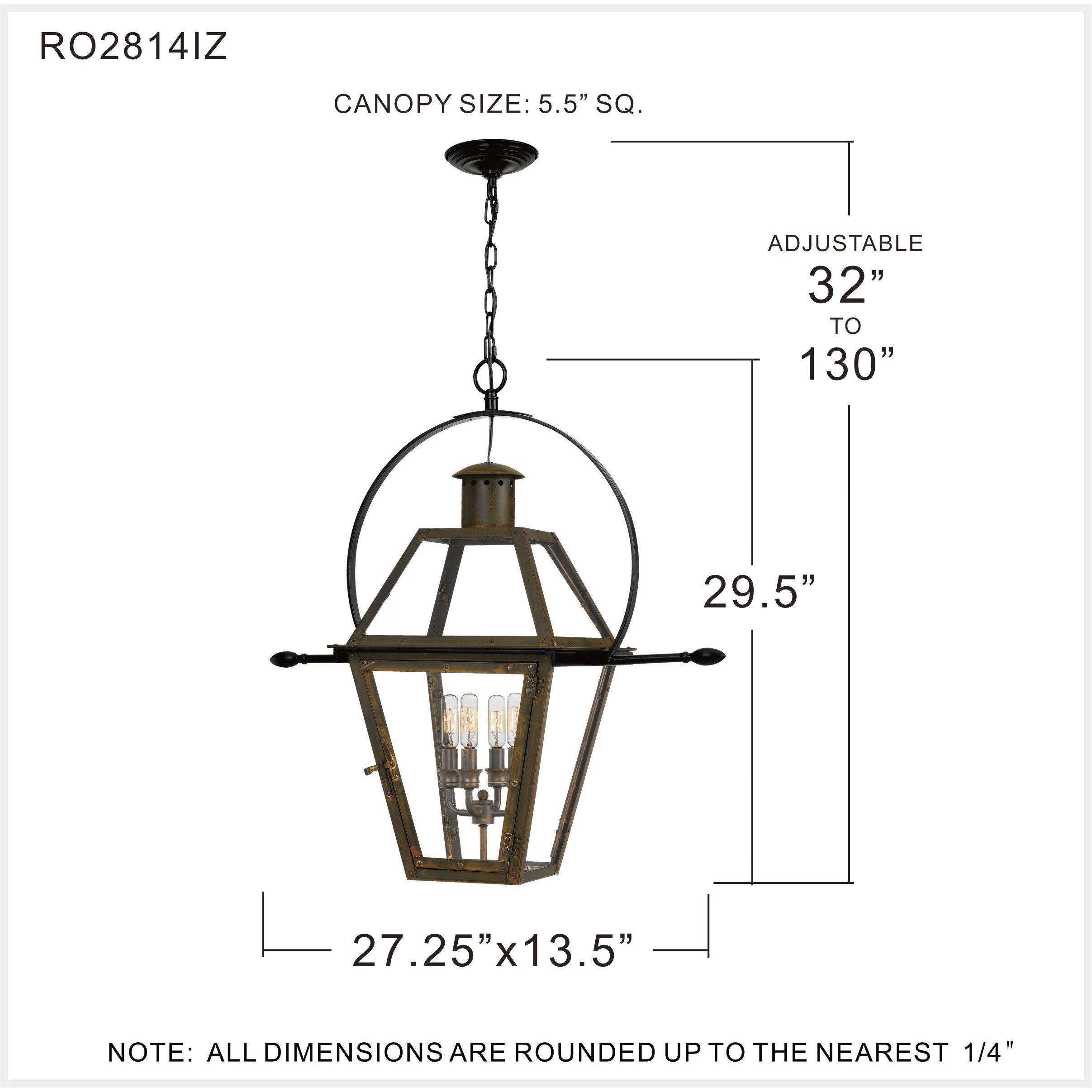 Rue De Royal 4 Light 27.5 inch Industrial Bronze Pendant Ceiling Light