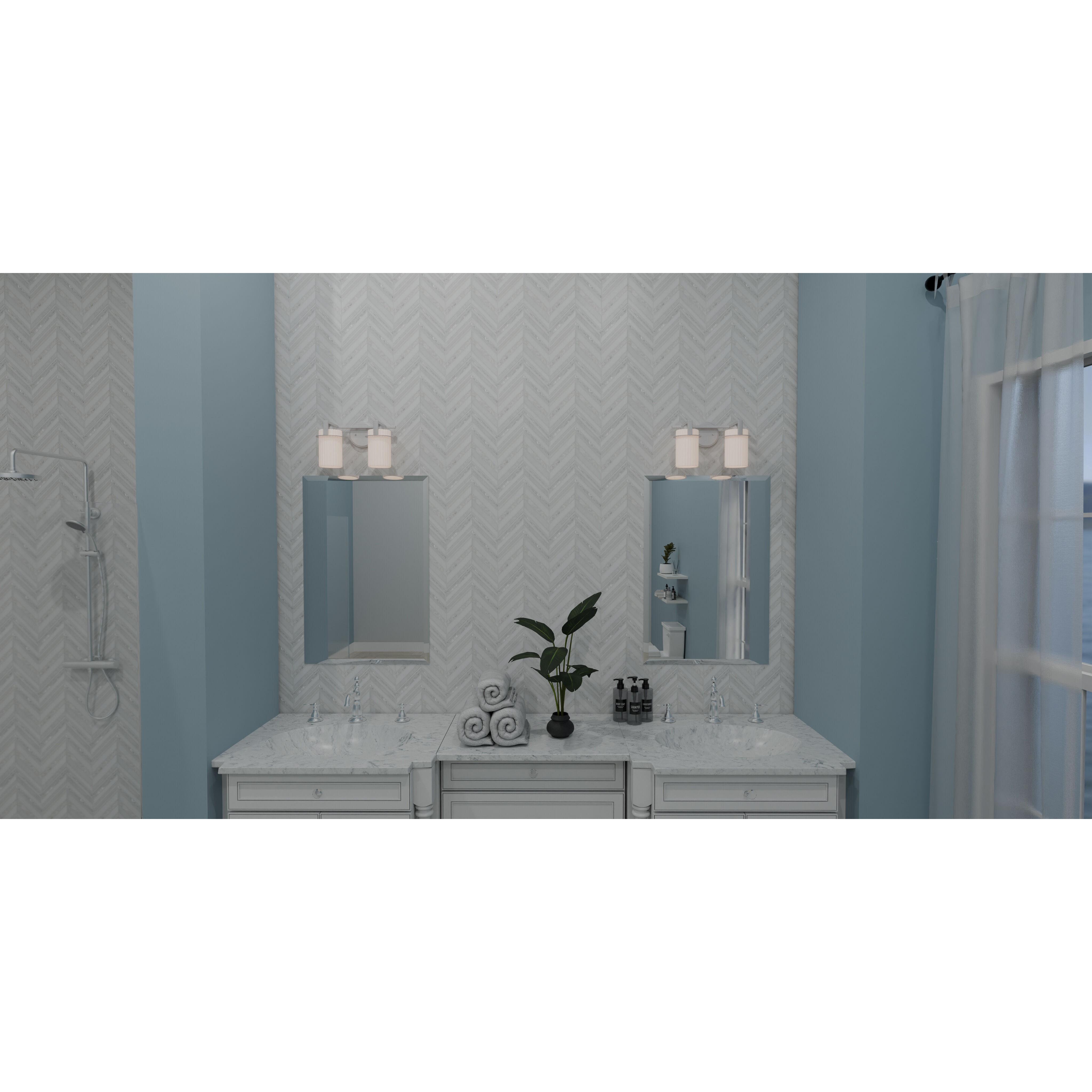 Seymour 2 Light 14 inch Brushed Nickel Bath Light Wall Light, Medium