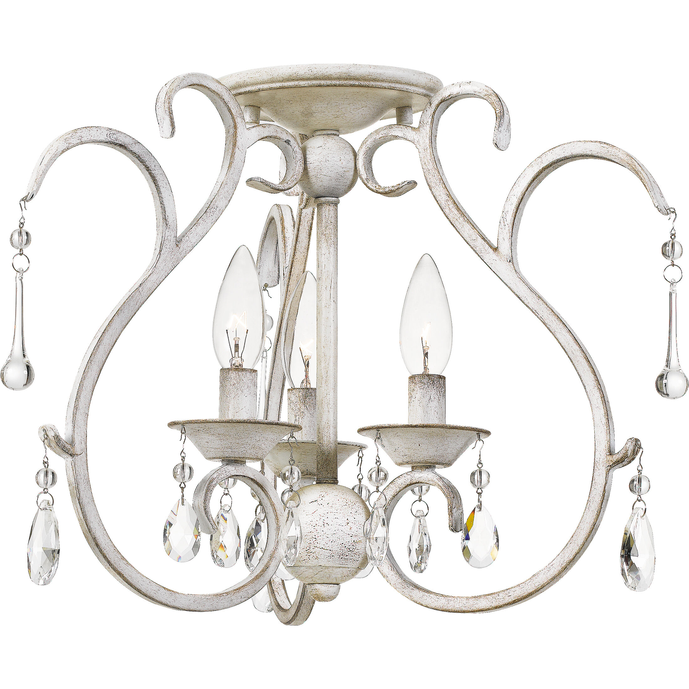 Blanca 3 Light 17 inch Antique White Semi-Flush Mount Ceiling Light