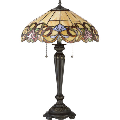 Tiffany 27 inch 75 watt Imperial Bronze Table Lamp Portable Light, Naturals