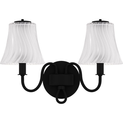 McKinney 2 Light 15.5 inch Matte Black Bath Light Wall Light, Medium