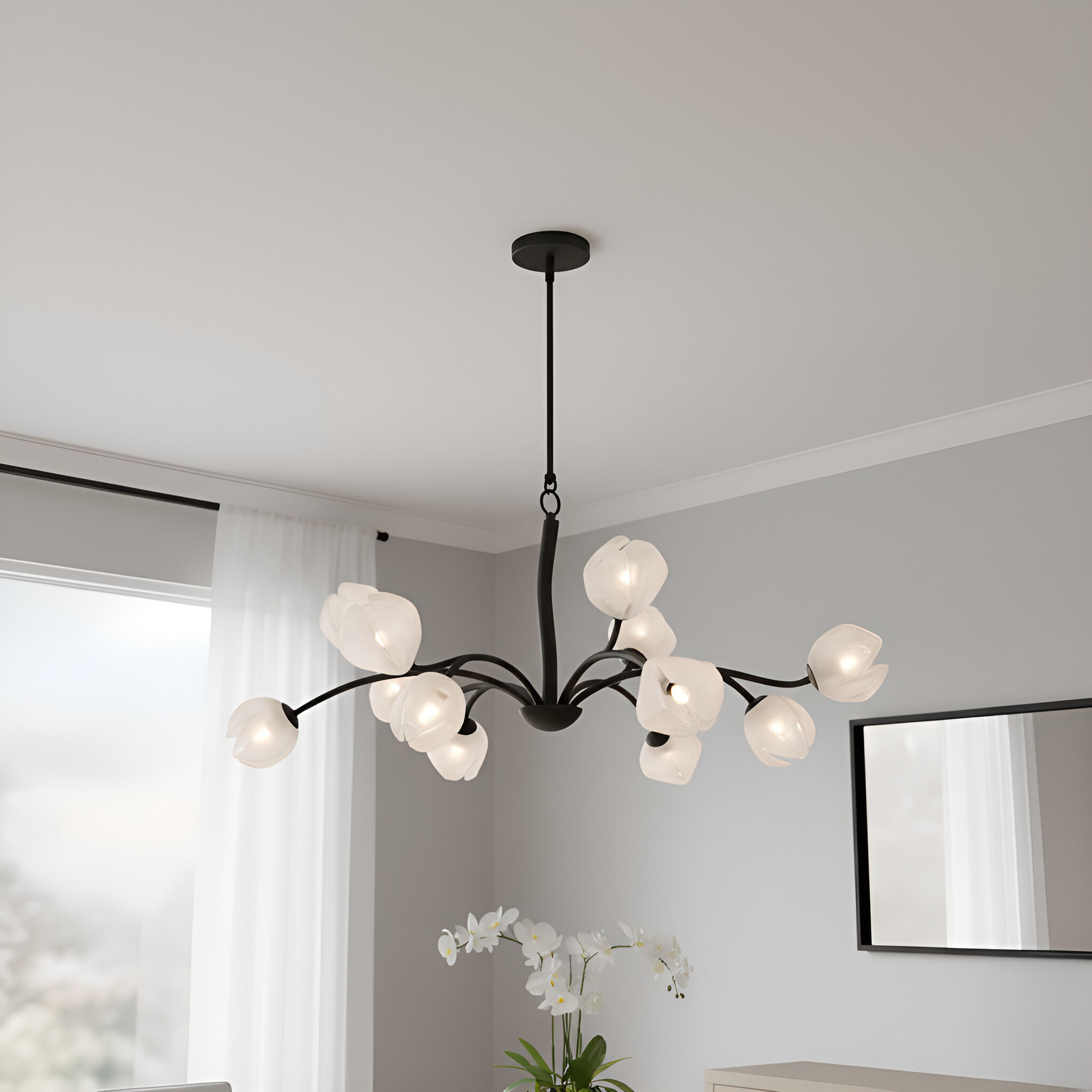 Walker 12 Light 40 inch Matte Black Chandelier Ceiling Light