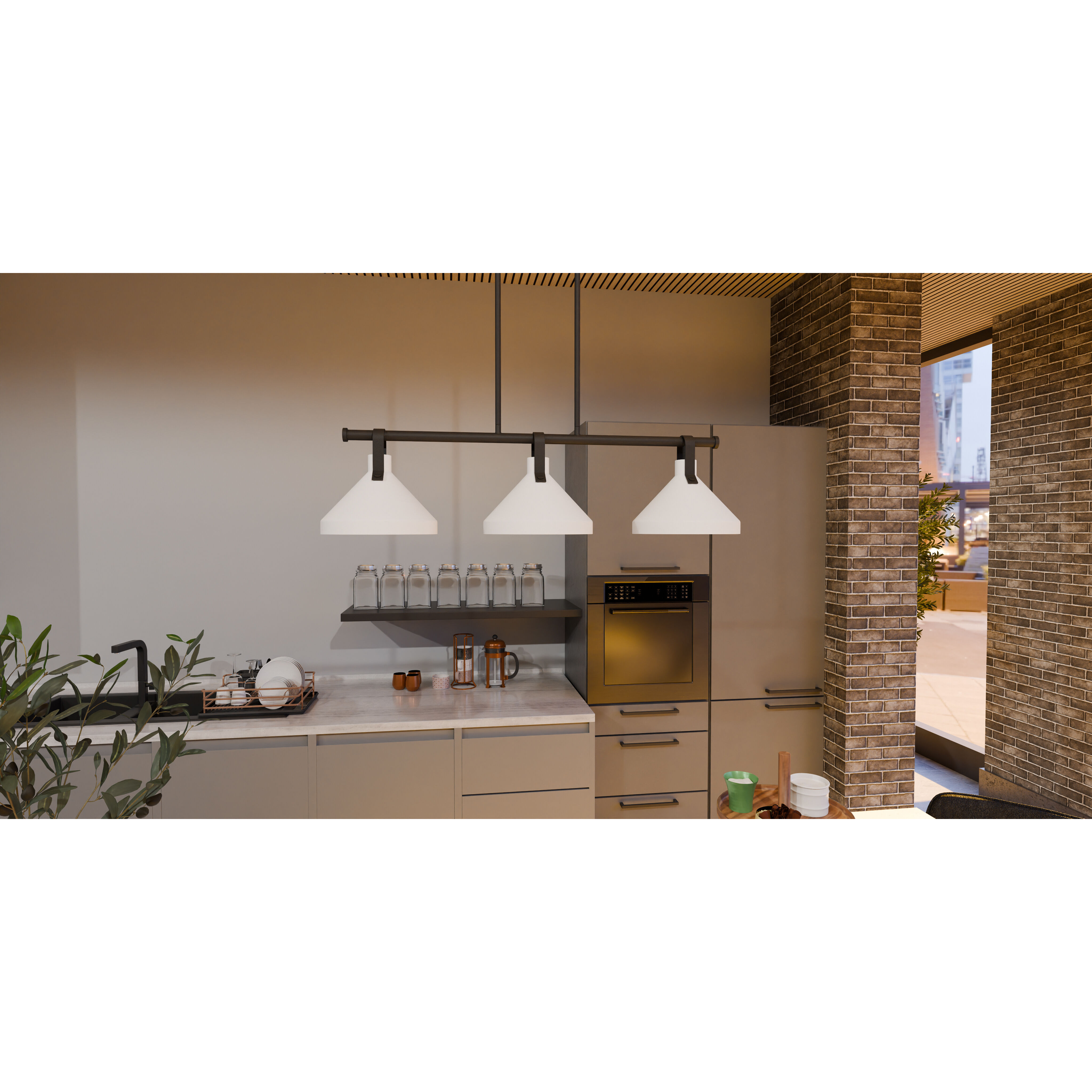 Brink 3 Light 38 inch Matte Black Island Light Ceiling Light