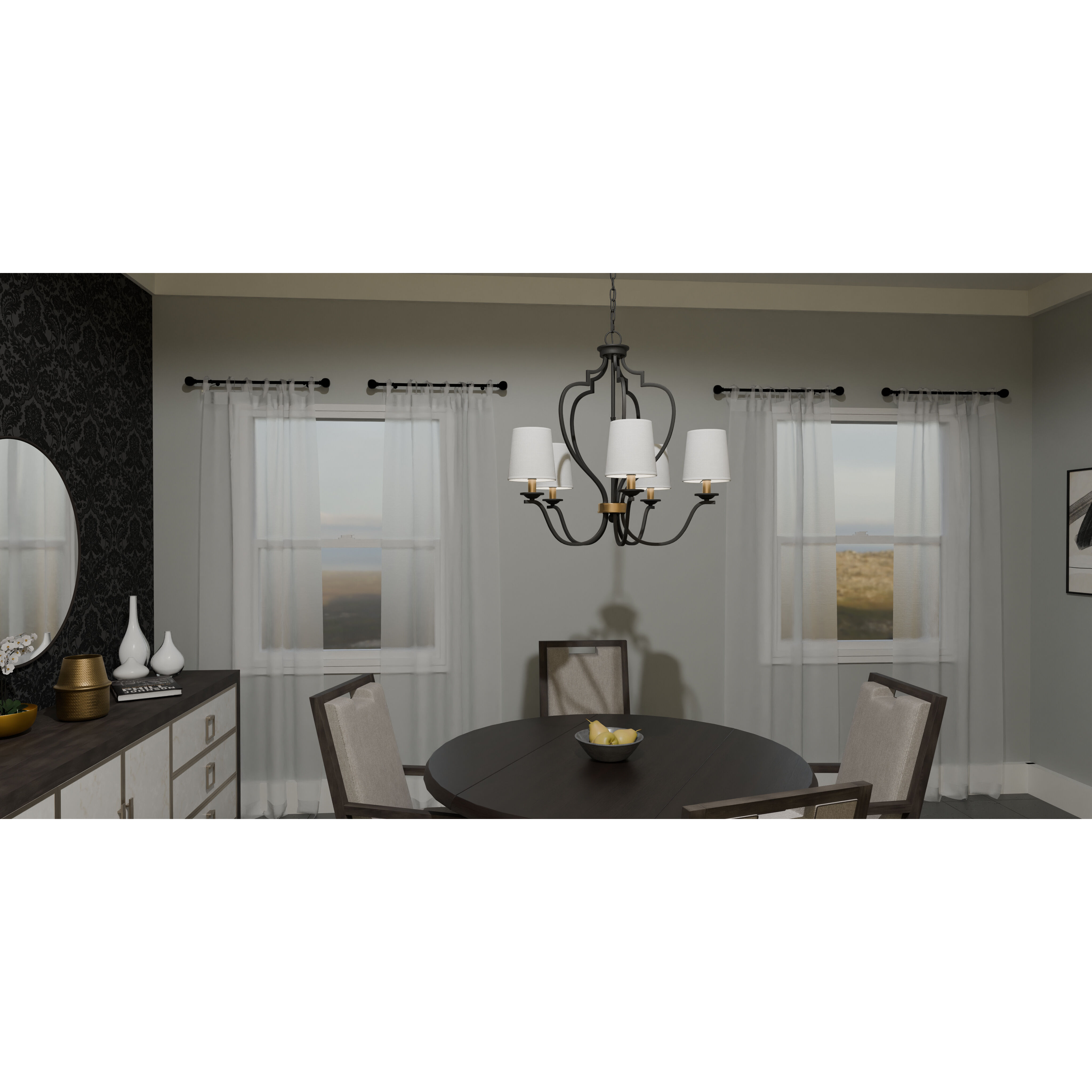 Wilkins 5 Light 27.5 inch Matte Black Chandelier Ceiling Light