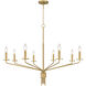 Alexander 8 Light 40 inch Brushed Gold Chandelier Ceiling Light