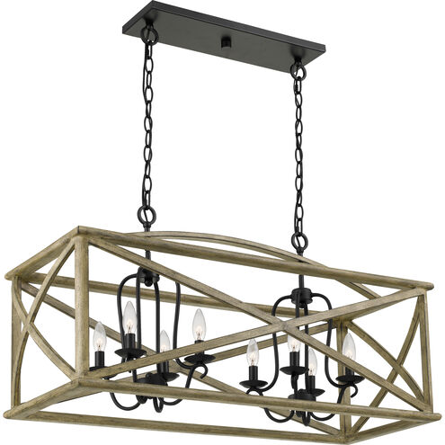 Woodhaven 8 Light 40.75 inch Distressed Weathered Oak Island Chandelier Ceiling Light