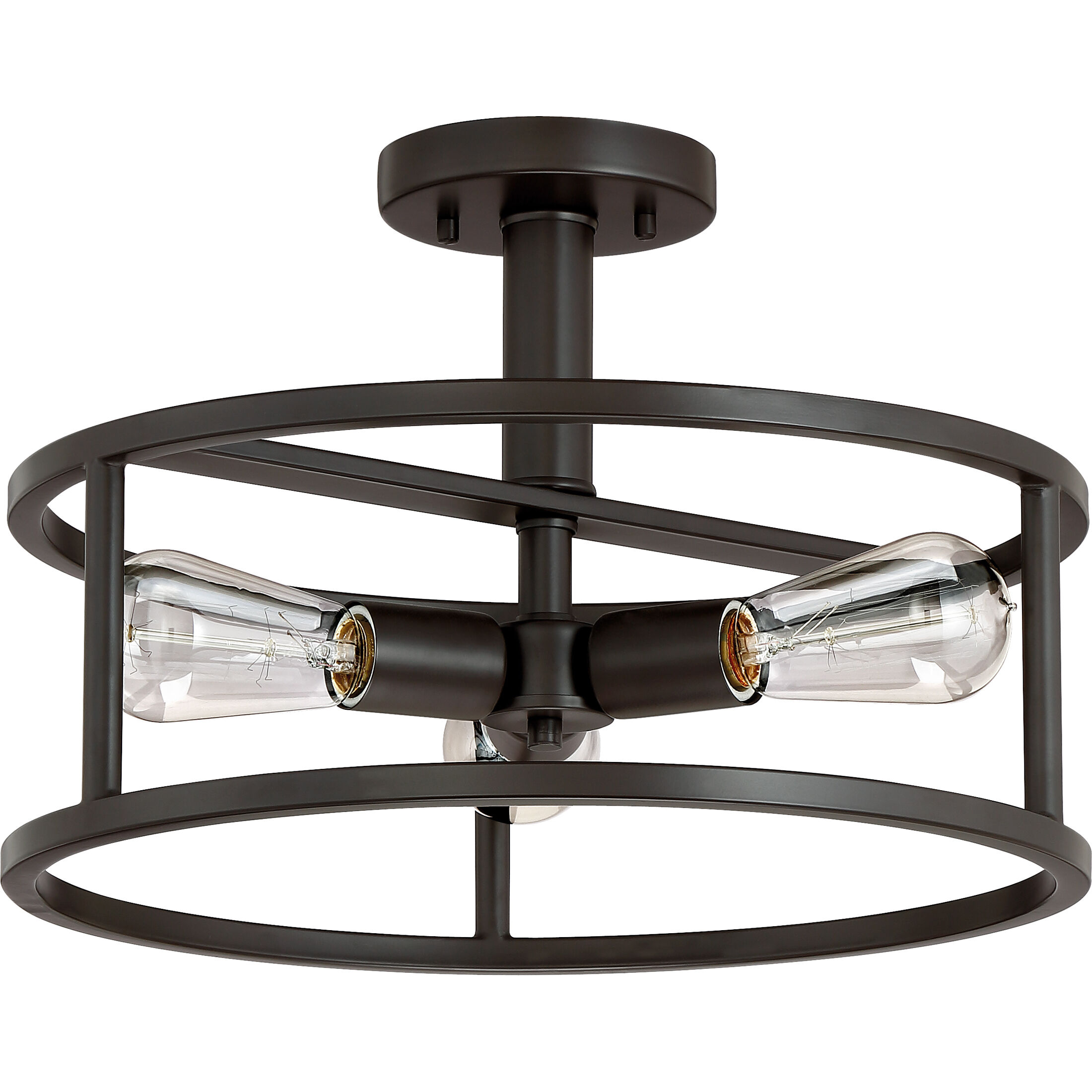 New Harbor 3 Light 15 inch Western Bronze Semi-Flush Mount Ceiling Light