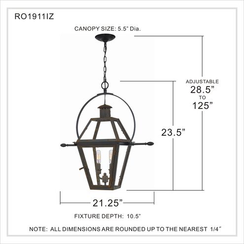 Rue De Royal 2 Light 21 inch Industrial Bronze Outdoor Hanging Lantern
