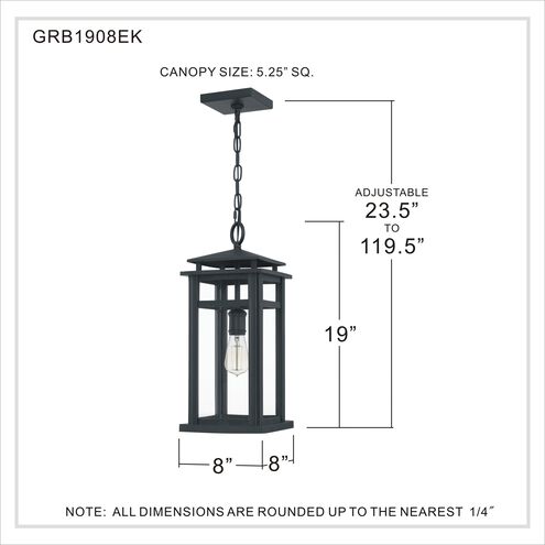 Granby 1 Light 8 inch Earth Black Outdoor Hanging Lantern