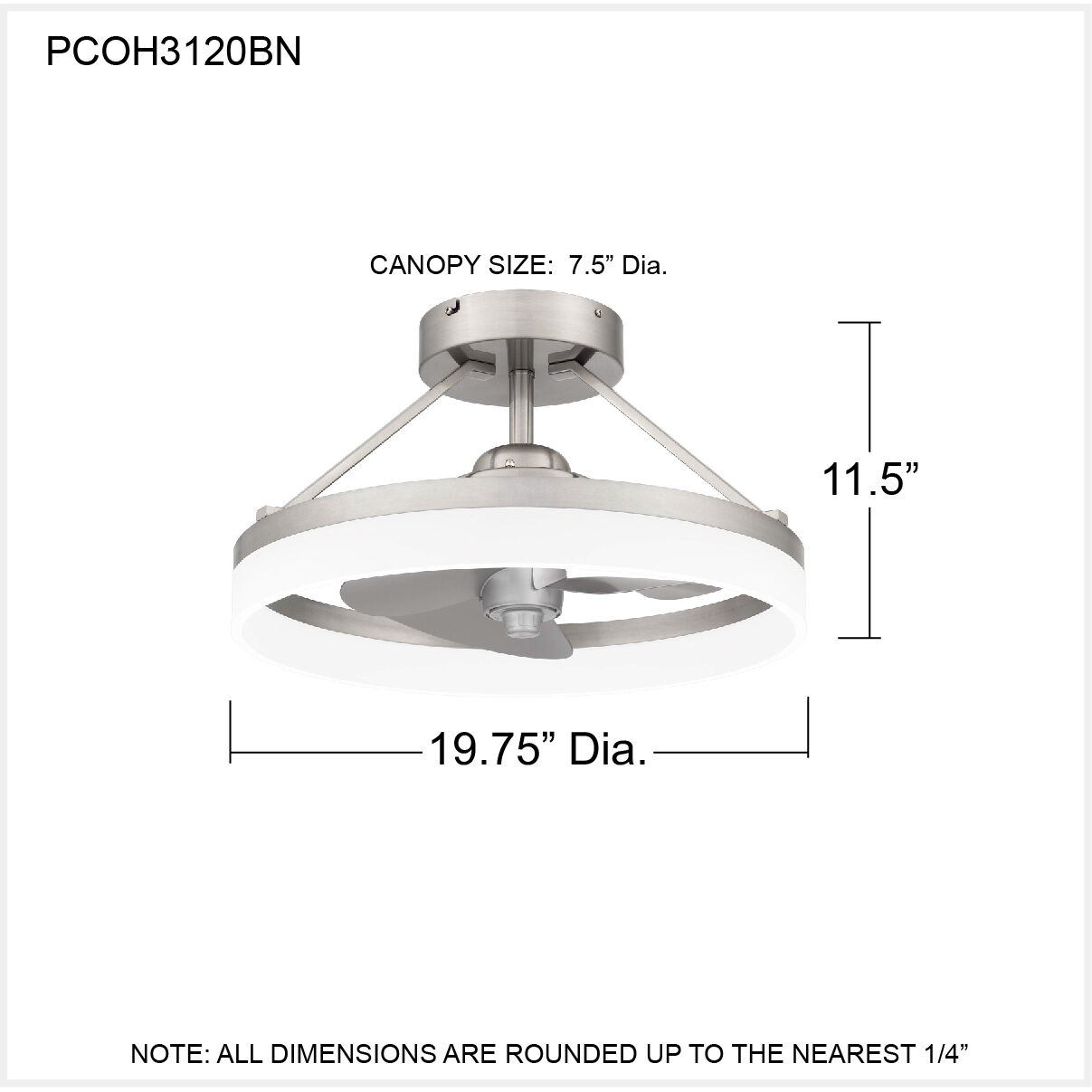 Cohen Brushed Nickel Fan Light, Fandelier