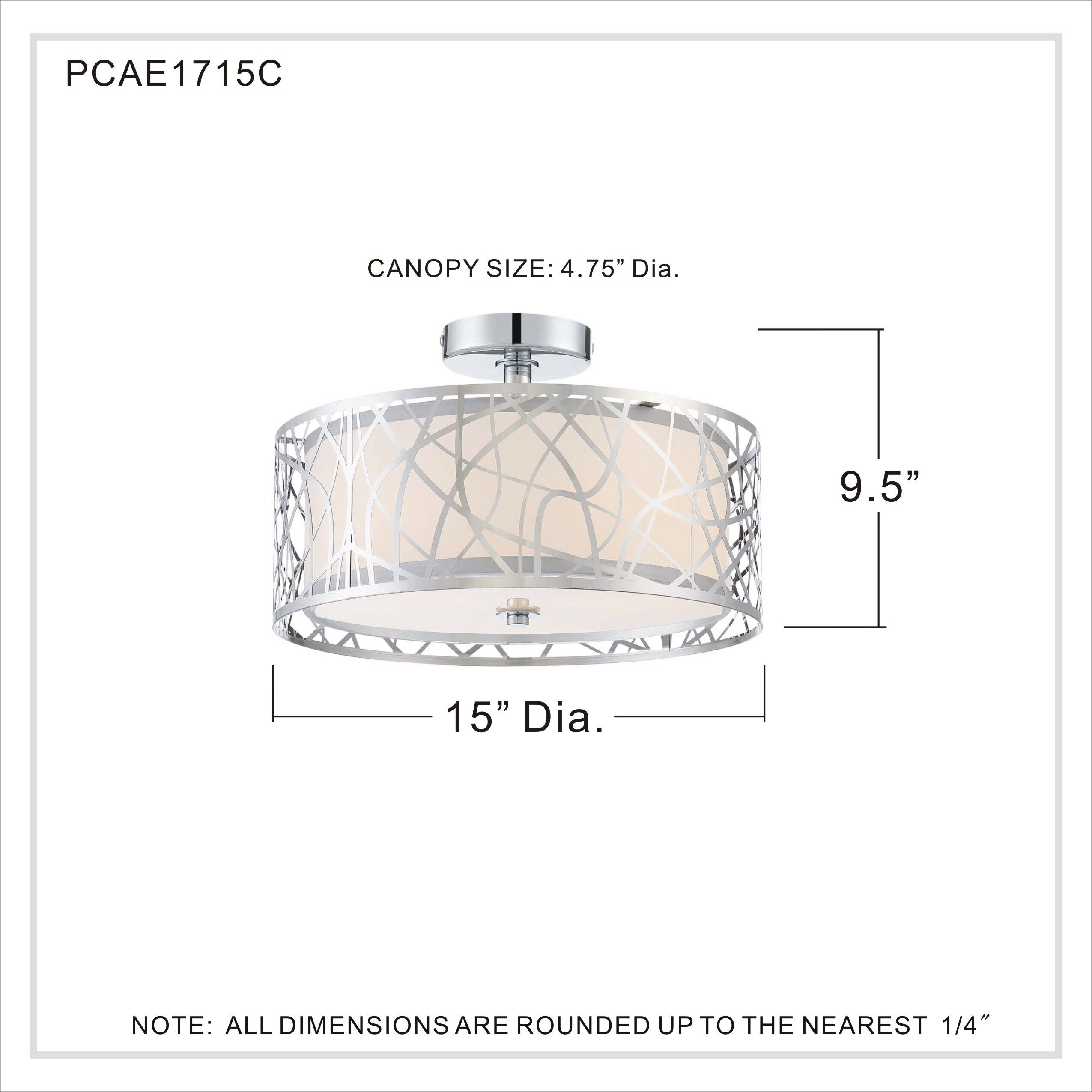 Abode 3 Light 15 inch Polished Chrome Semi-Flush Mount Ceiling Light