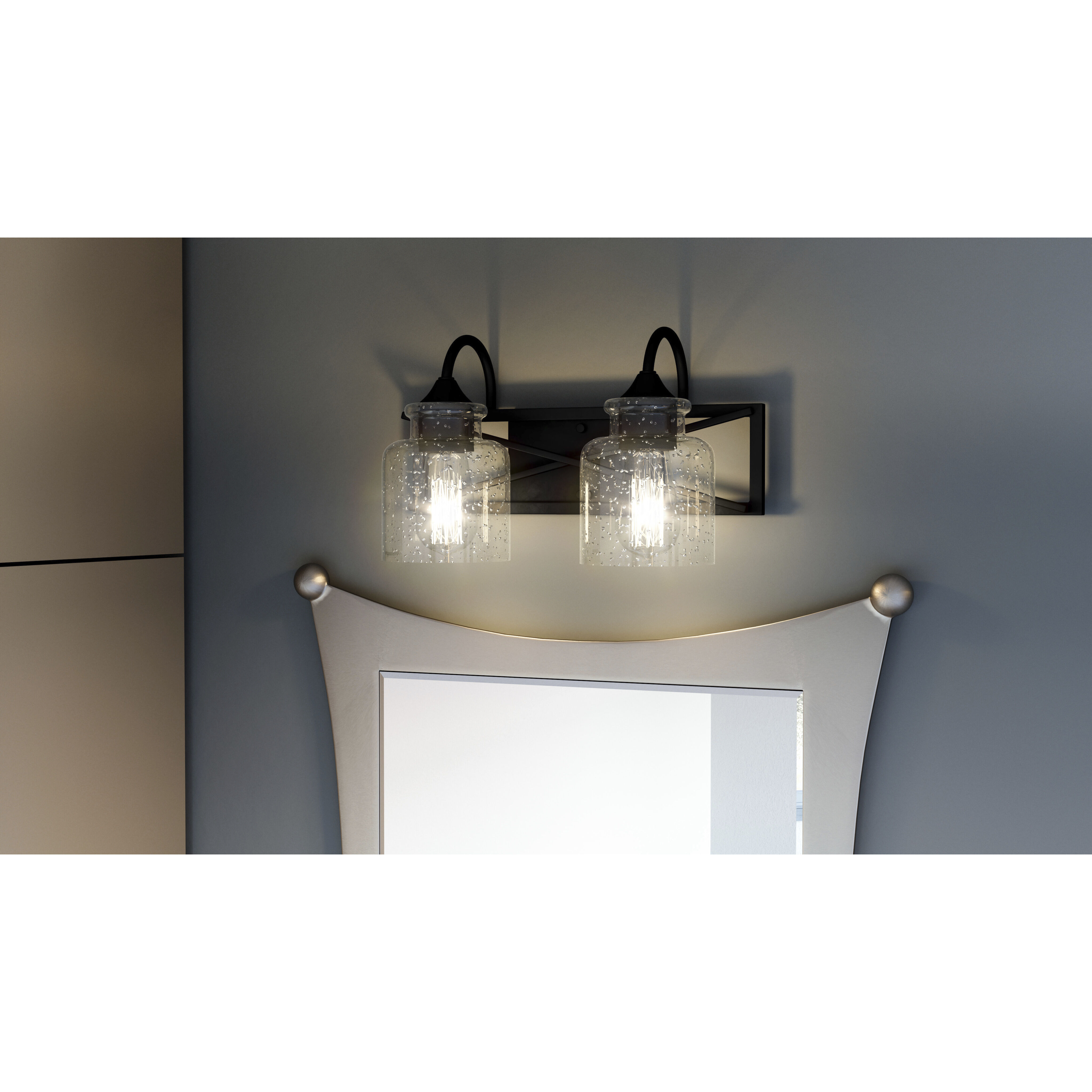 Bartley 2 Light 16 inch Matte Black Bath Light Wall Light