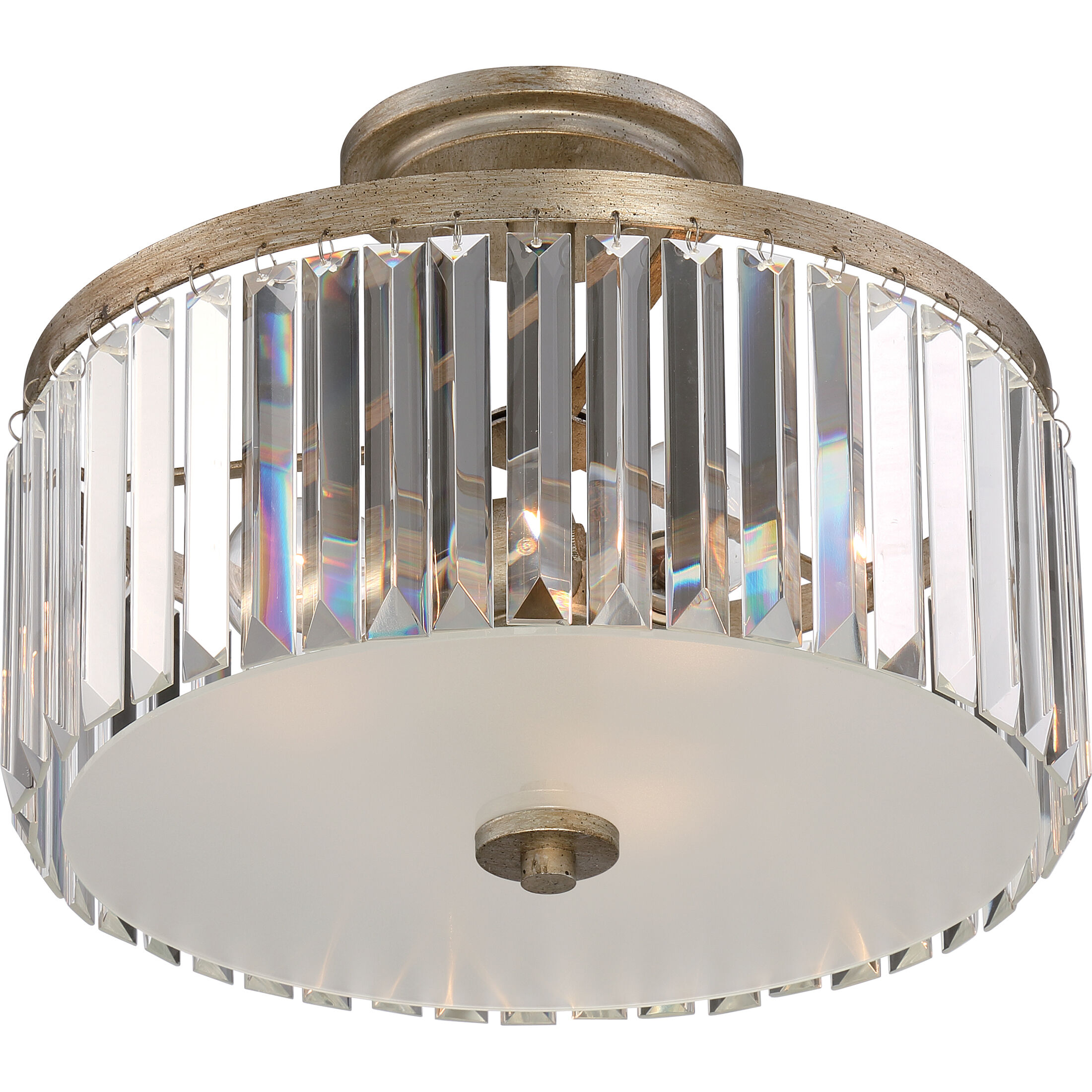 Mirage 3 Light 15 inch Vintage Gold Semi-Flush Mount Ceiling Light