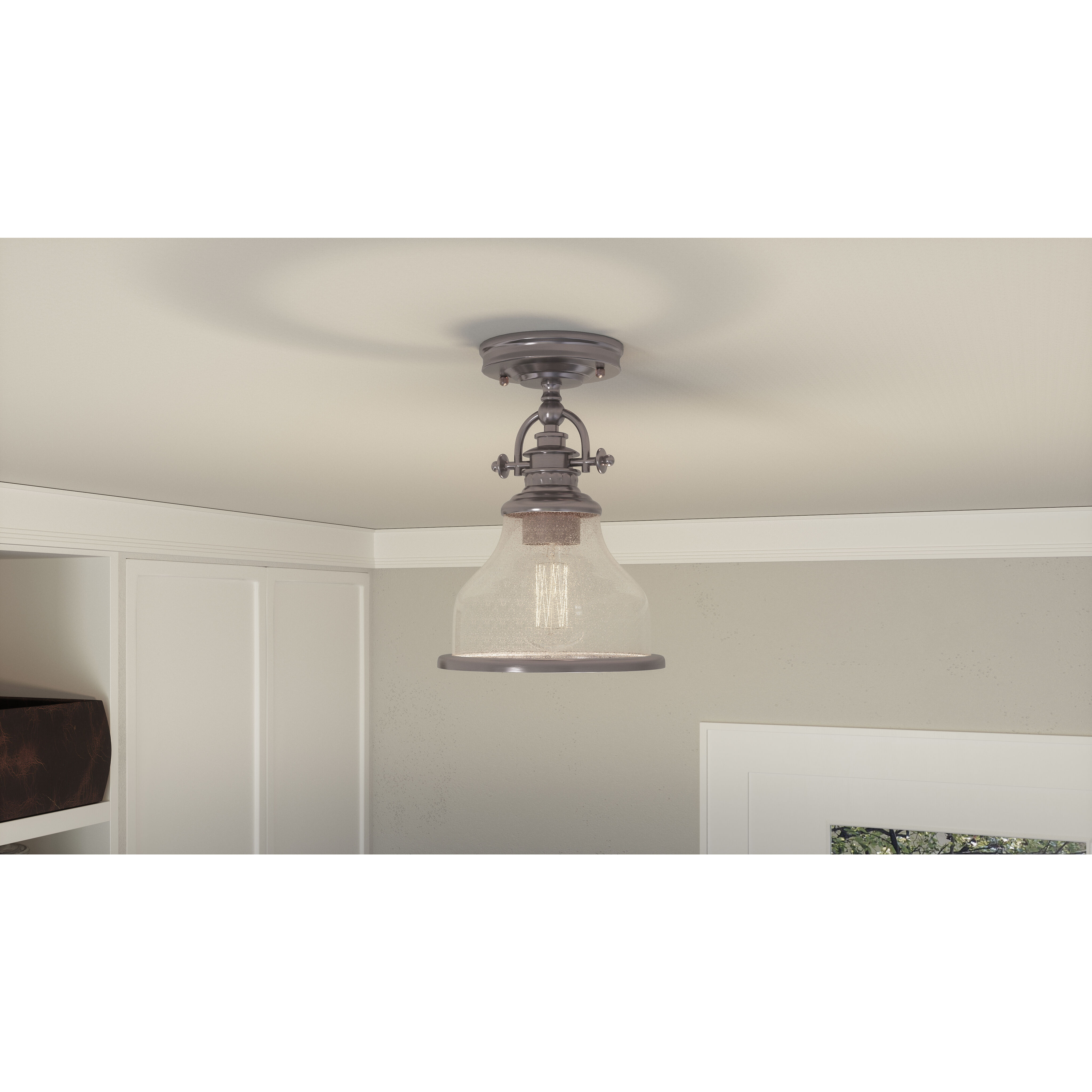 Grant 1 Light 8 inch Brushed Nickel Semi-Flush Mount Ceiling Light