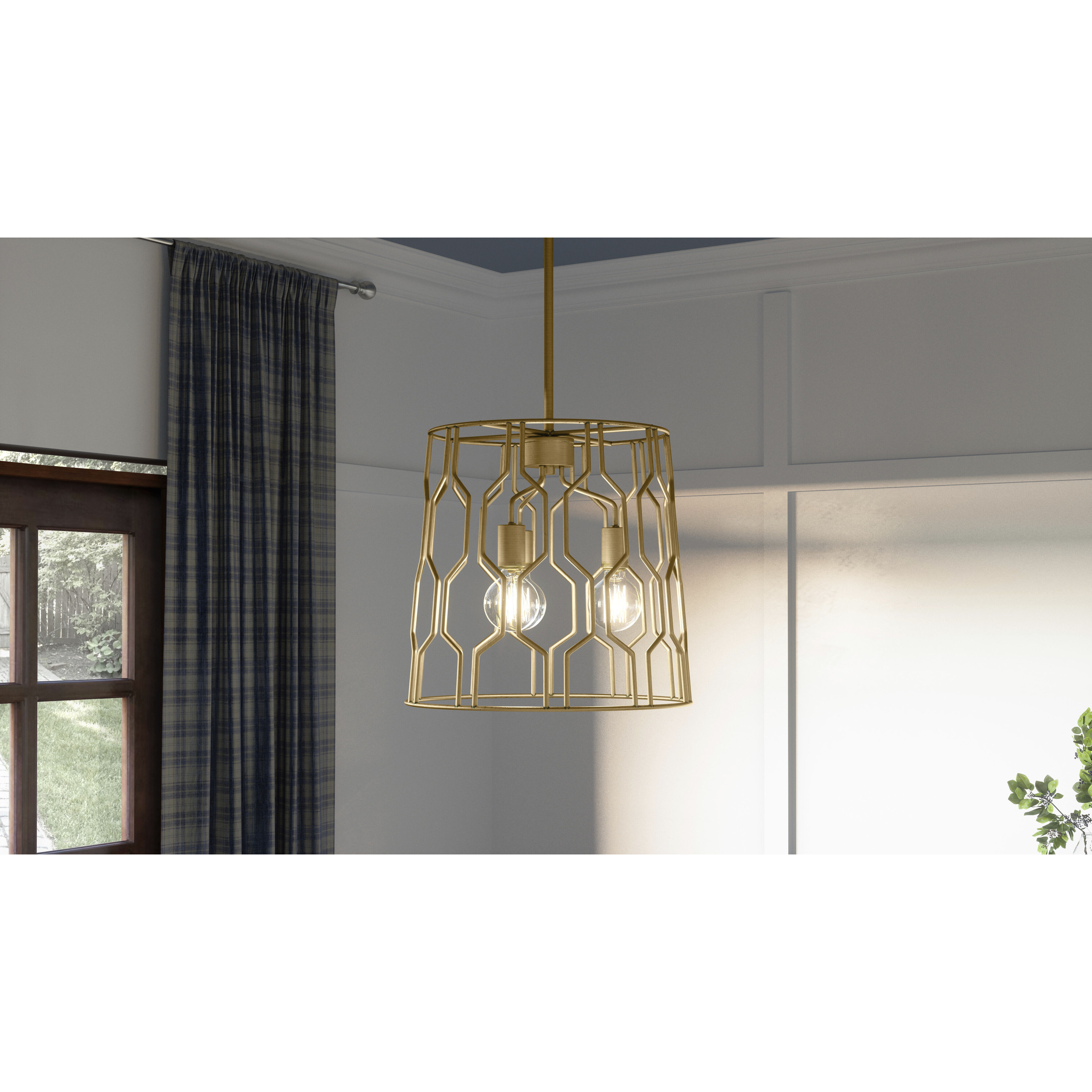 Rellie 3 Light 16 inch Aged Brass Pendant Ceiling Light