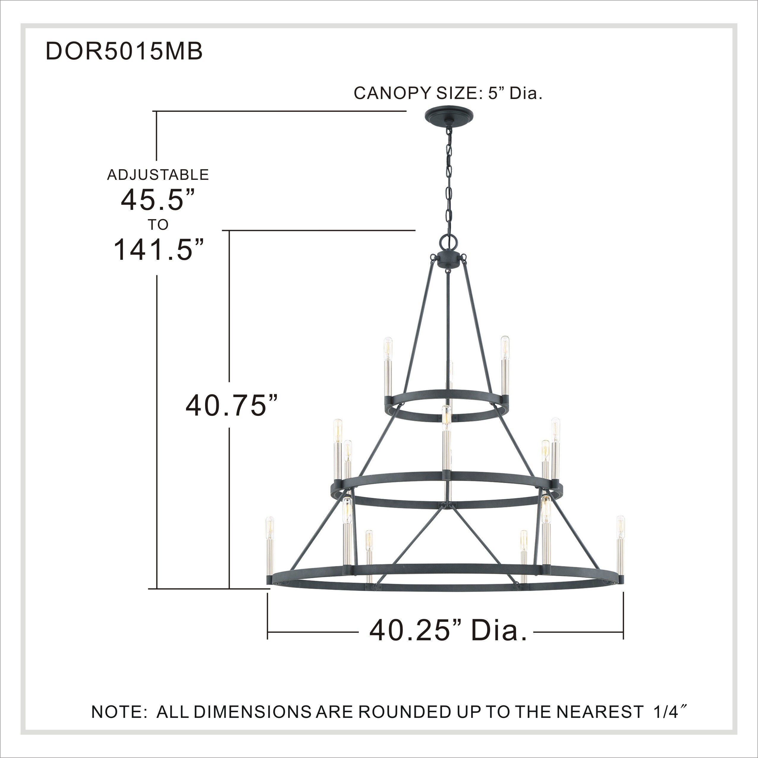 Doran 15 Light 40 inch Mottled Black Chandelier Ceiling Light