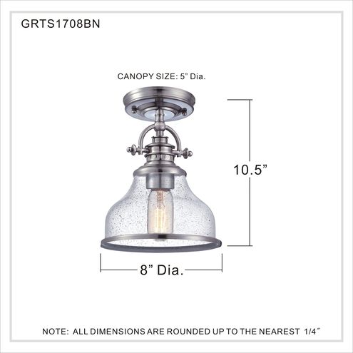 Grant 1 Light 8 inch Brushed Nickel Semi-Flush Mount Ceiling Light