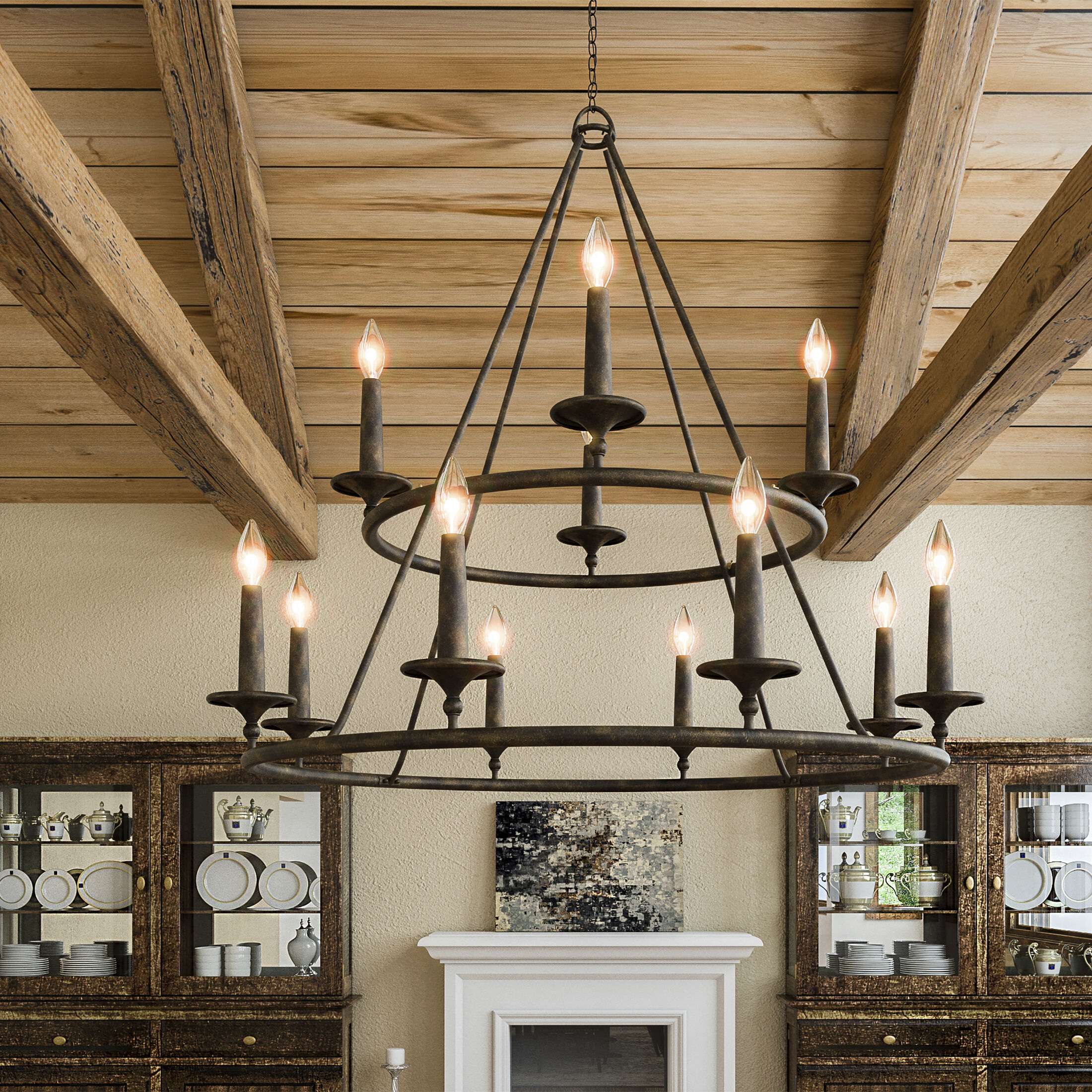 Voyager 12 Light 36 inch Malaga Foyer Chandelier Ceiling Light