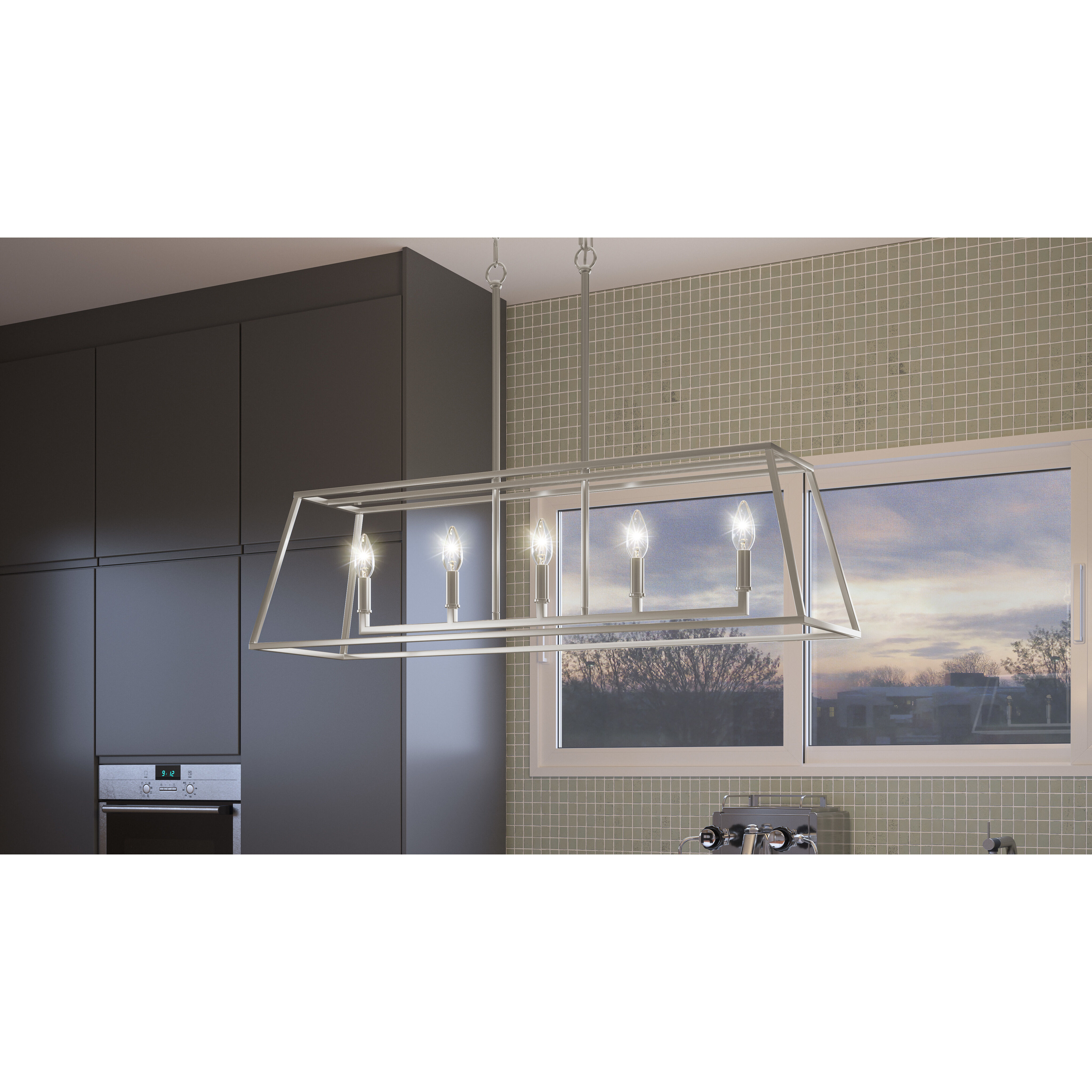 Prescott 5 Light 36 inch Brushed Nickel Island Light Ceiling Light