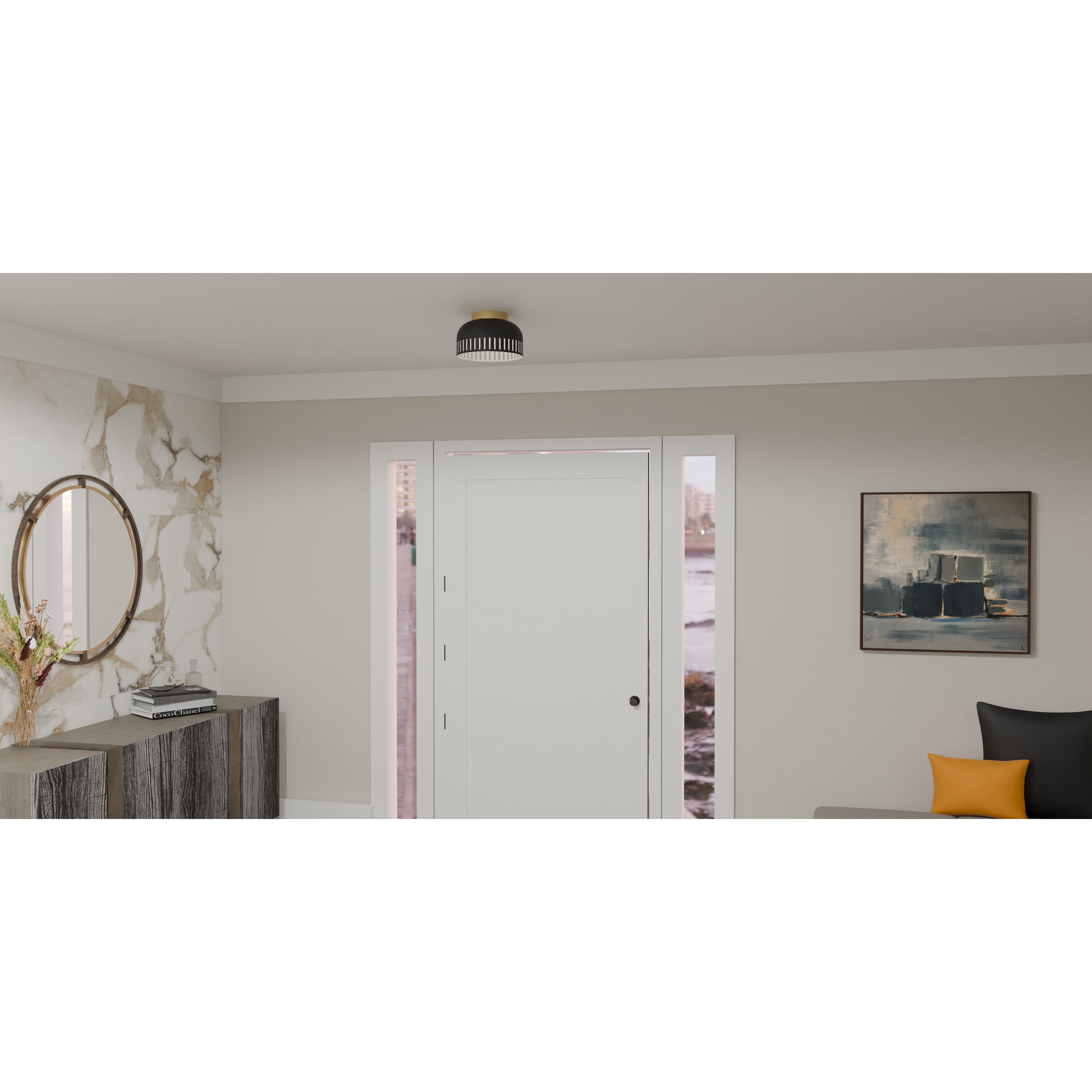 Keagan 1 Light 11 inch Matte Black Flush Mount Ceiling Light, Small