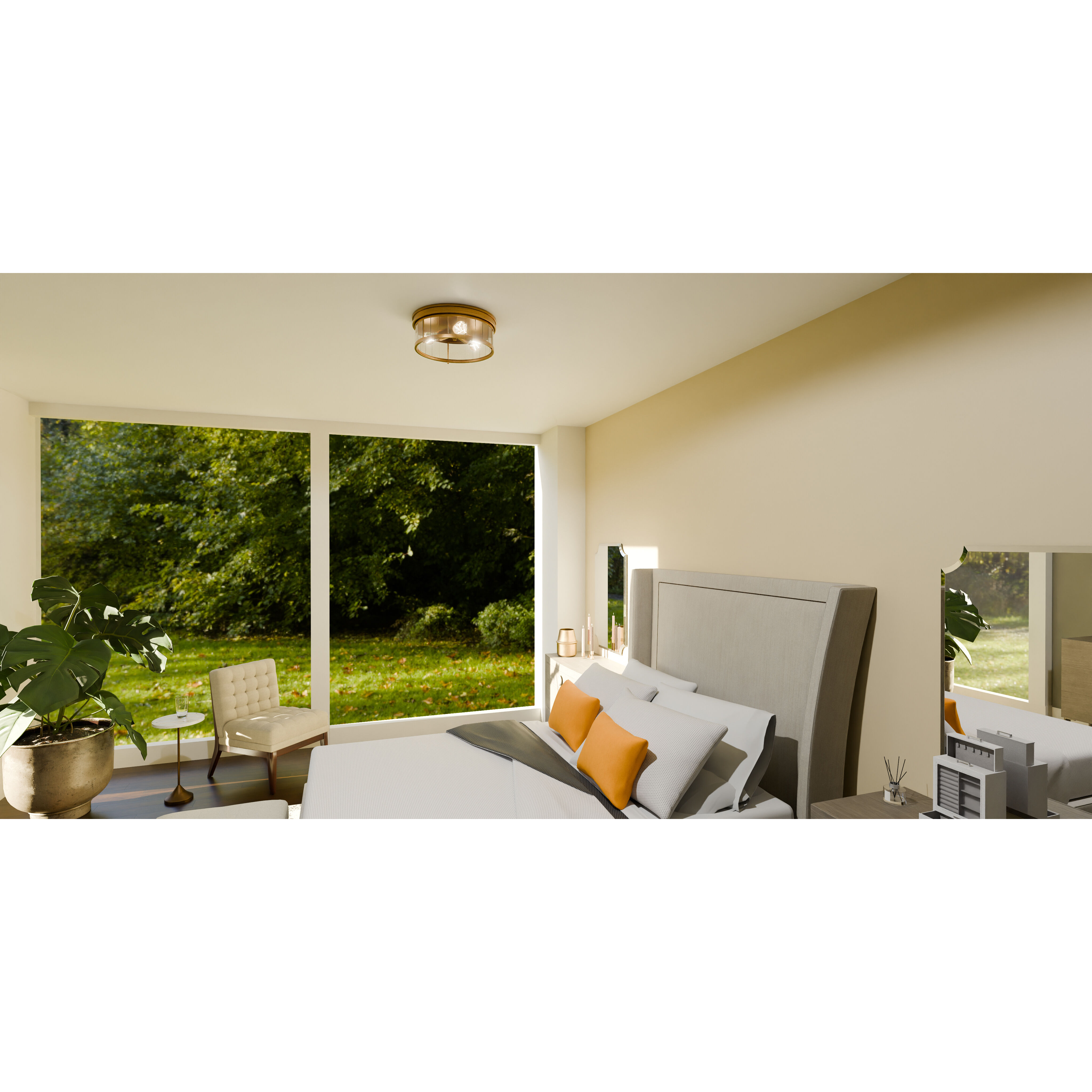 Theodora 3 Light 16 inch Weathered Brass Flush Mount Ceiling Light, Medium