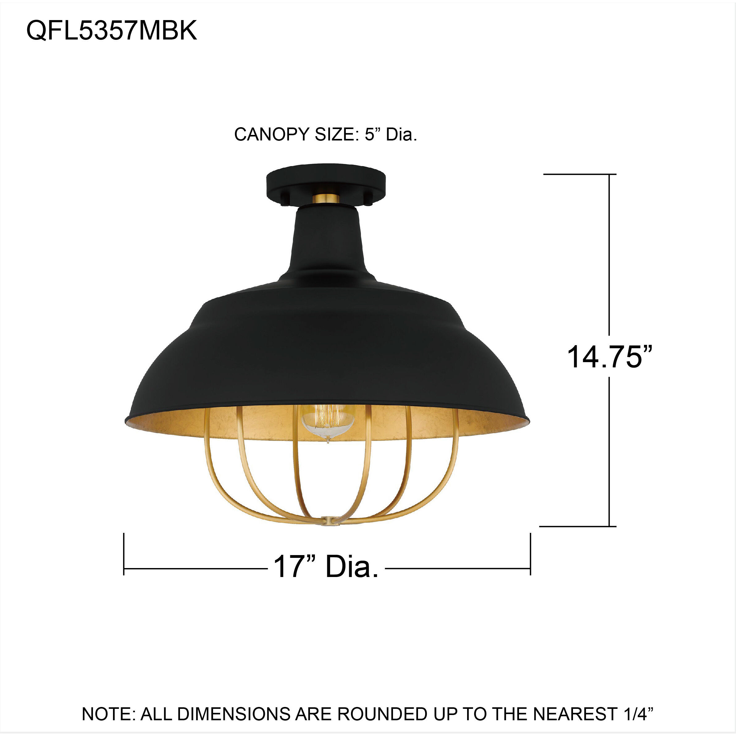 Darmody 1 Light 17 inch Matte Black Semi-Flush Mount Ceiling Light