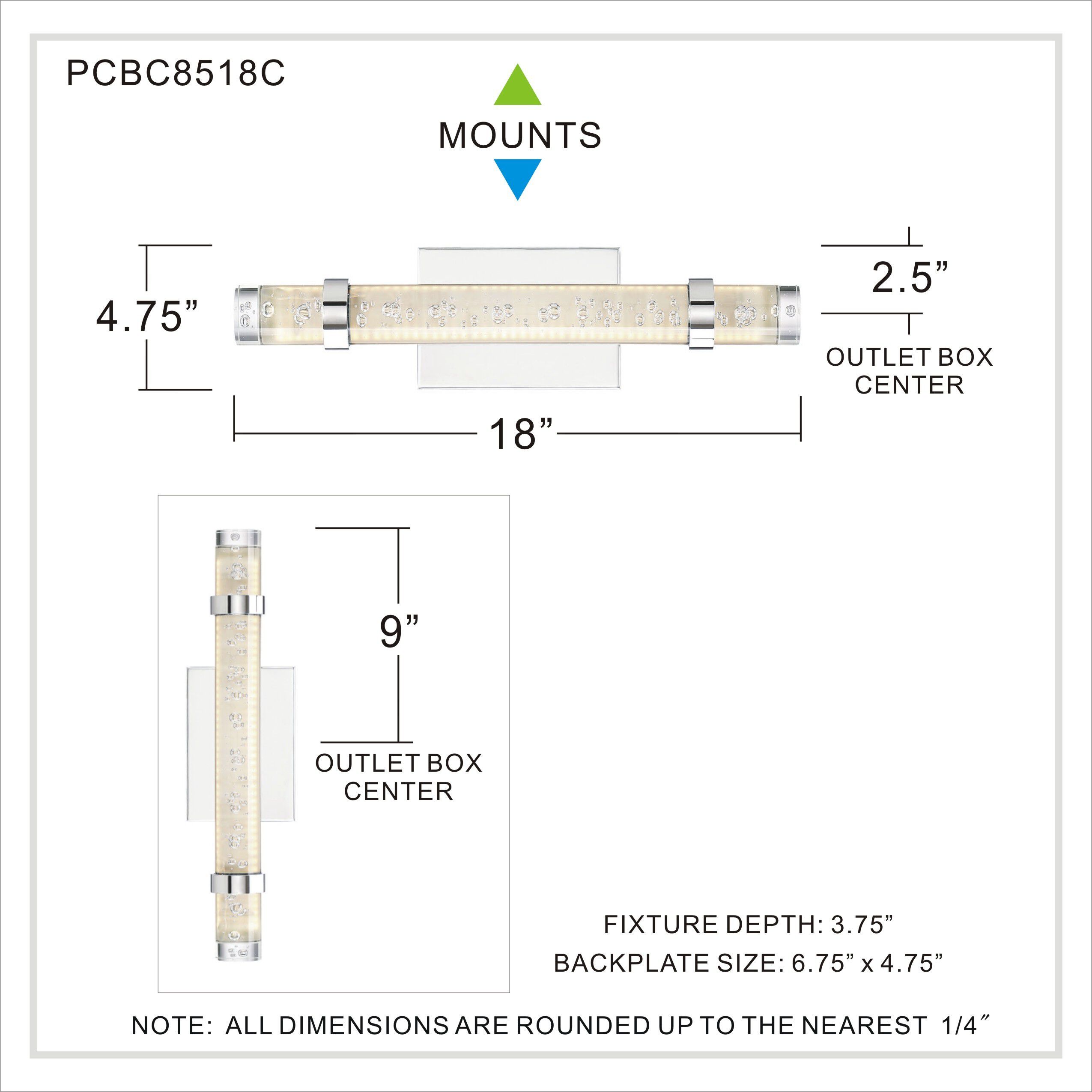 Bracer LED 18 inch Polished Chrome Bath Light Wall Light