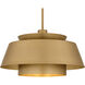Lumi 3 Light 24 inch Brushed Weathered Brass Pendant Ceiling Light, Large