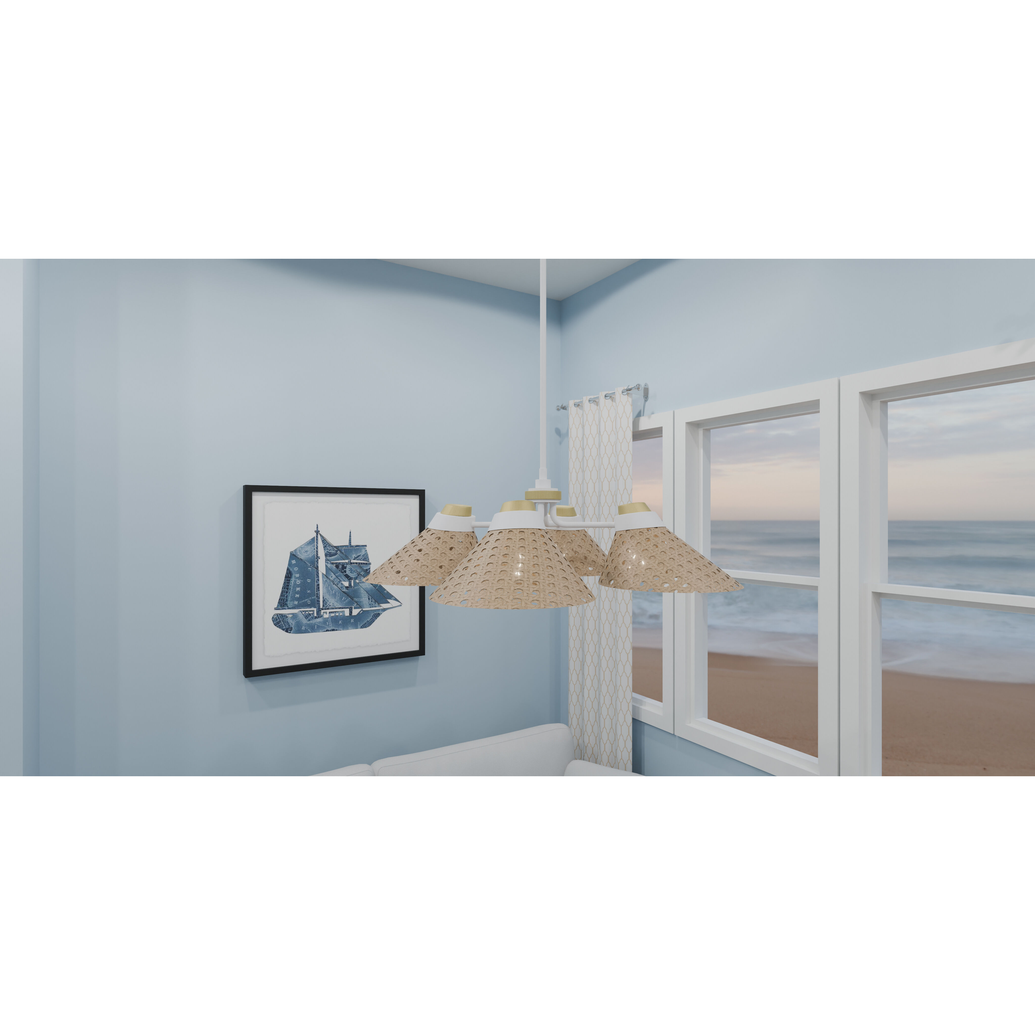 Graft 4 Light 24 inch Matte White Pendant Ceiling Light, Large