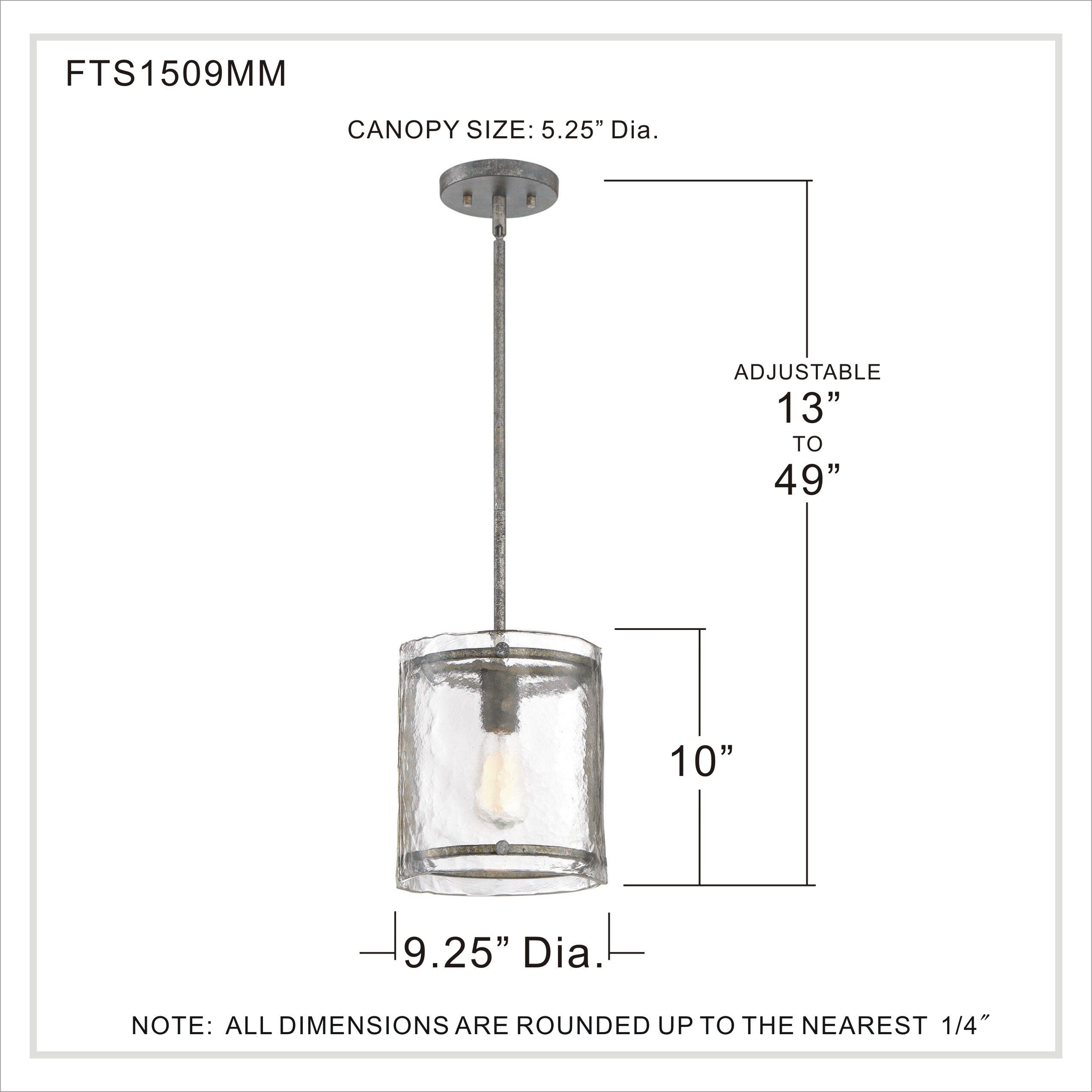 Fortress 1 Light 9 inch Mottled Silver Mini Pendant Ceiling Light