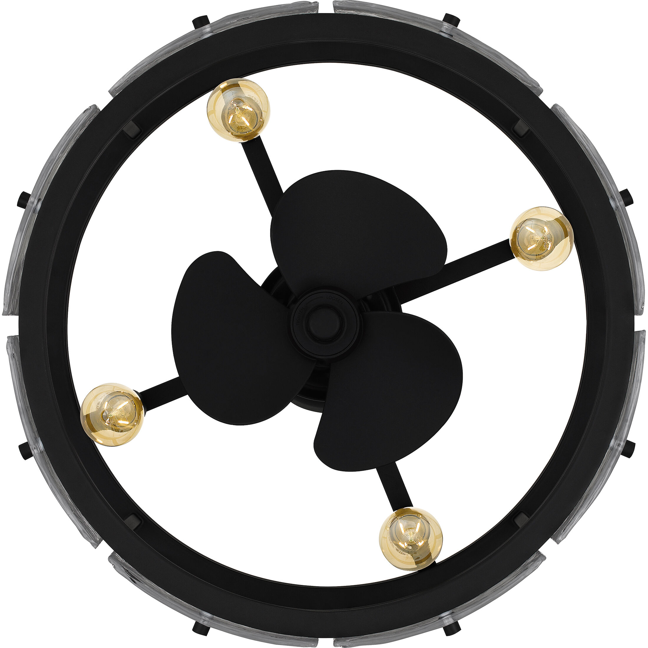 Fortress 24 inch Earth Black with Black Matte Blades Fandelier