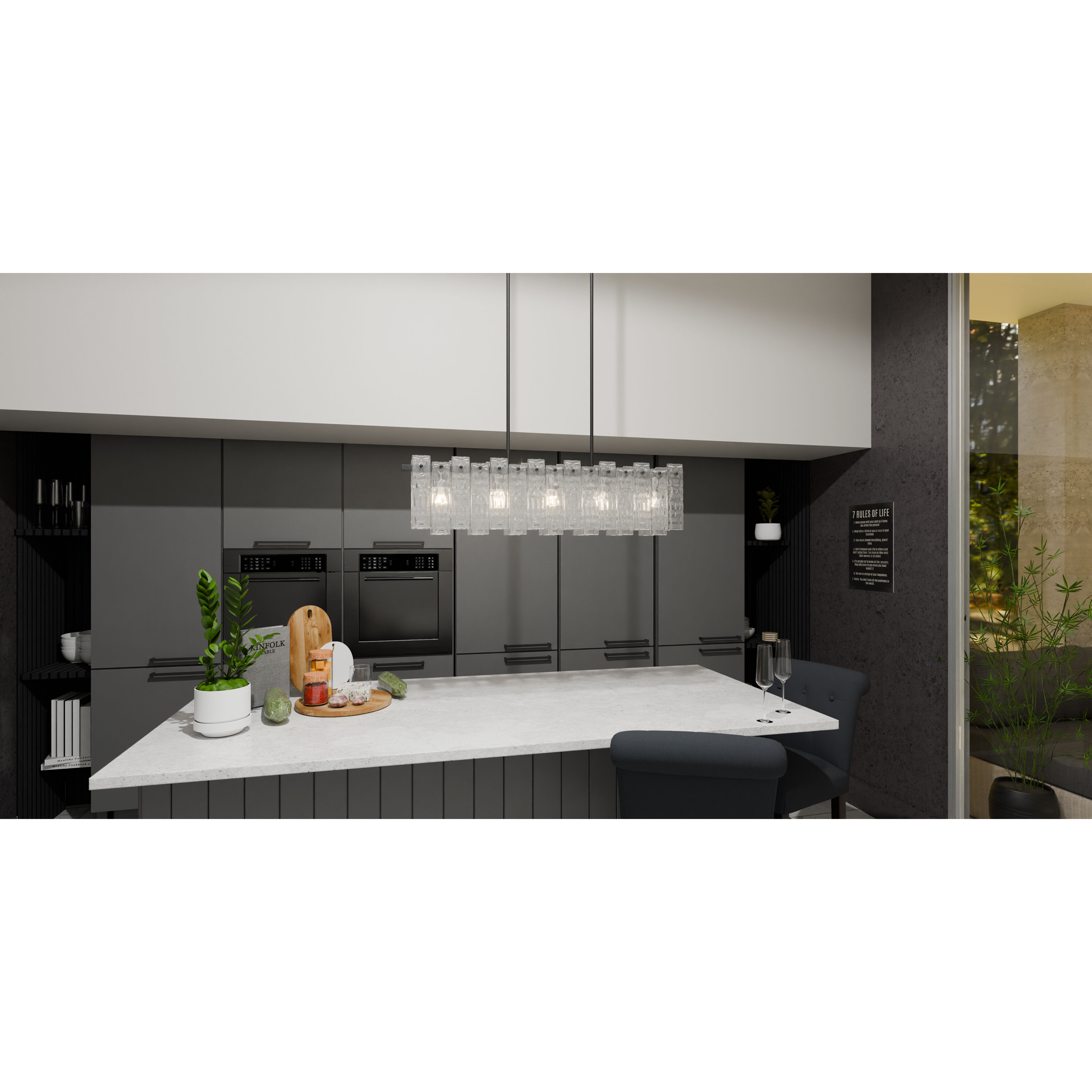 Caspian 5 Light 39.5 inch Matte Black Island Light Ceiling Light