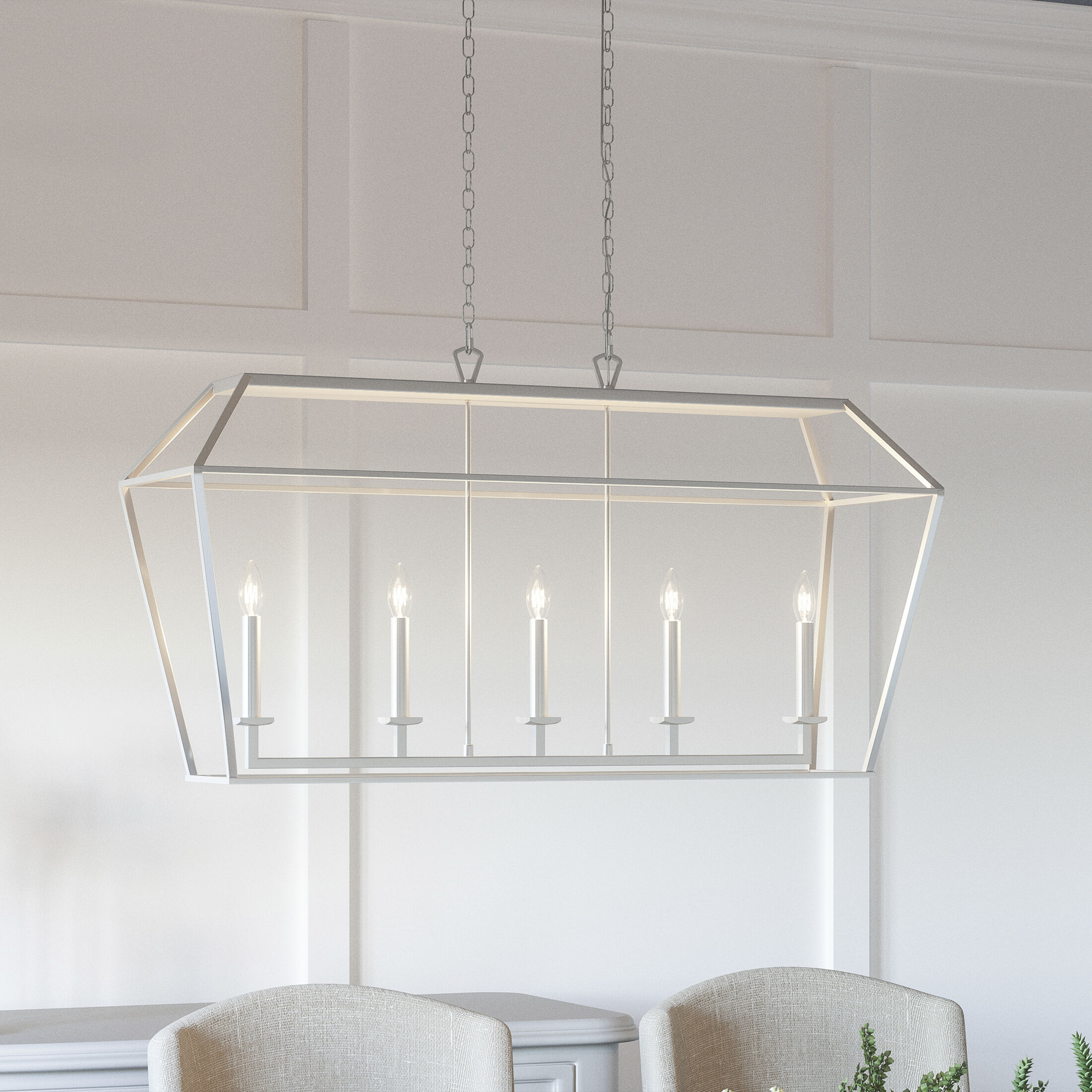 Aviary 5 Light 42 inch Polished Nickel Island Chandelier Ceiling Light