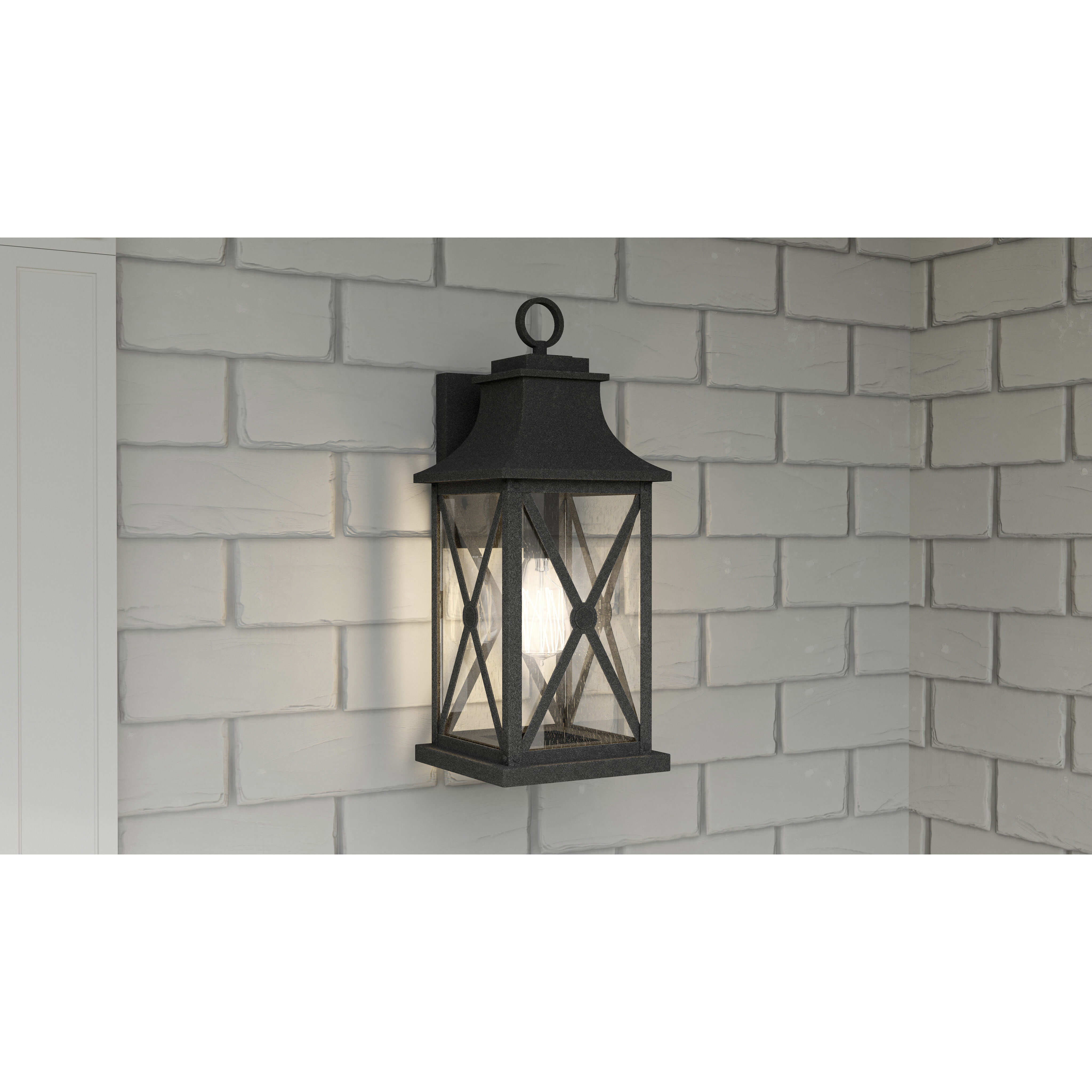 Ellerbee 1 Light 18 inch Mottled Black Outdoor Wall Lantern, Medium