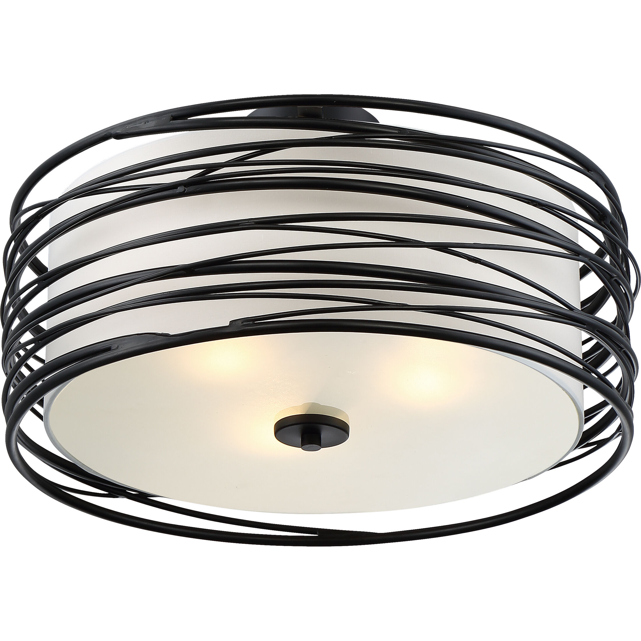 Spiral 3 Light 20 inch Mystic Black Semi-Flush Mount Ceiling Light