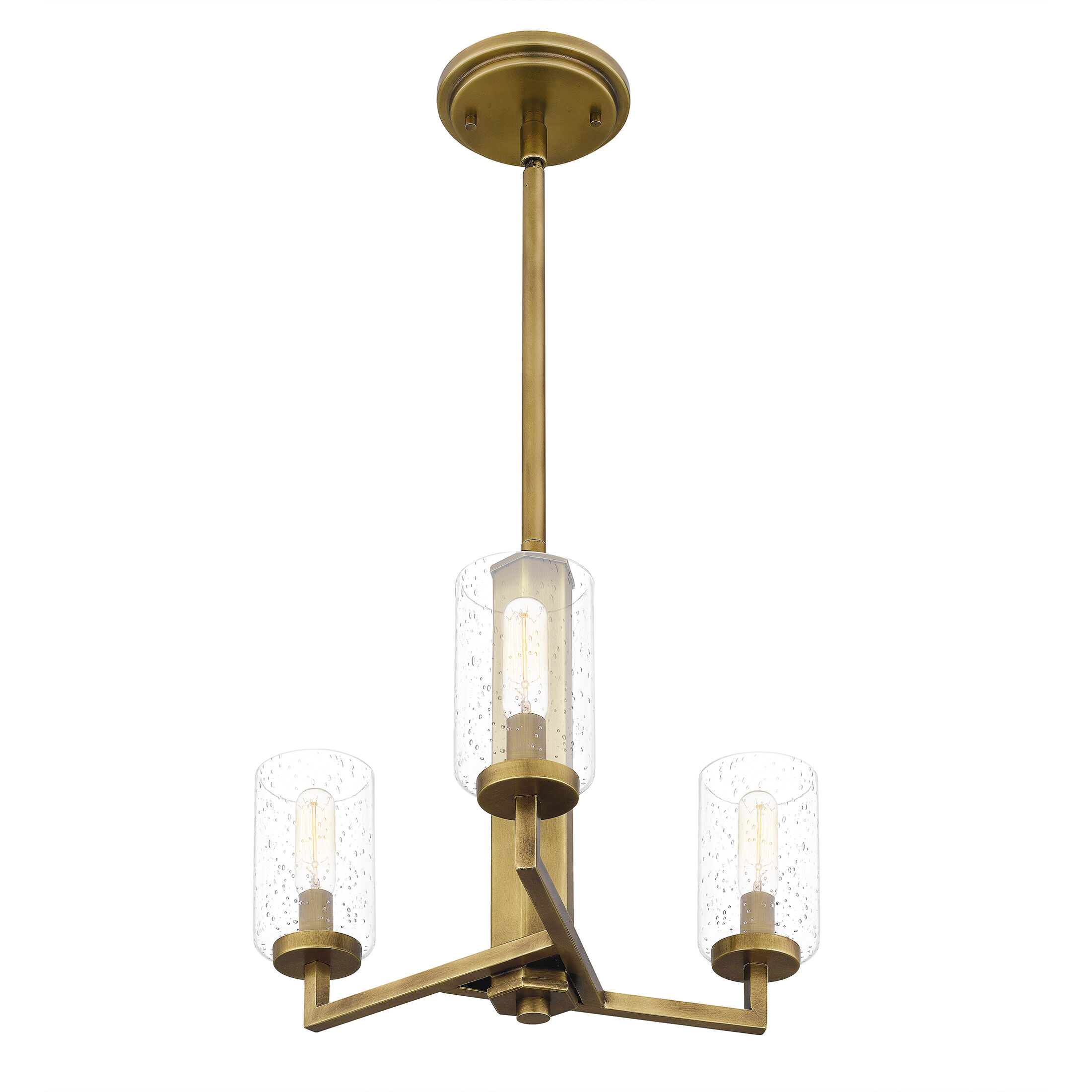 Sunburst 3 Light 15 inch Weathered Brass Pendant Ceiling Light