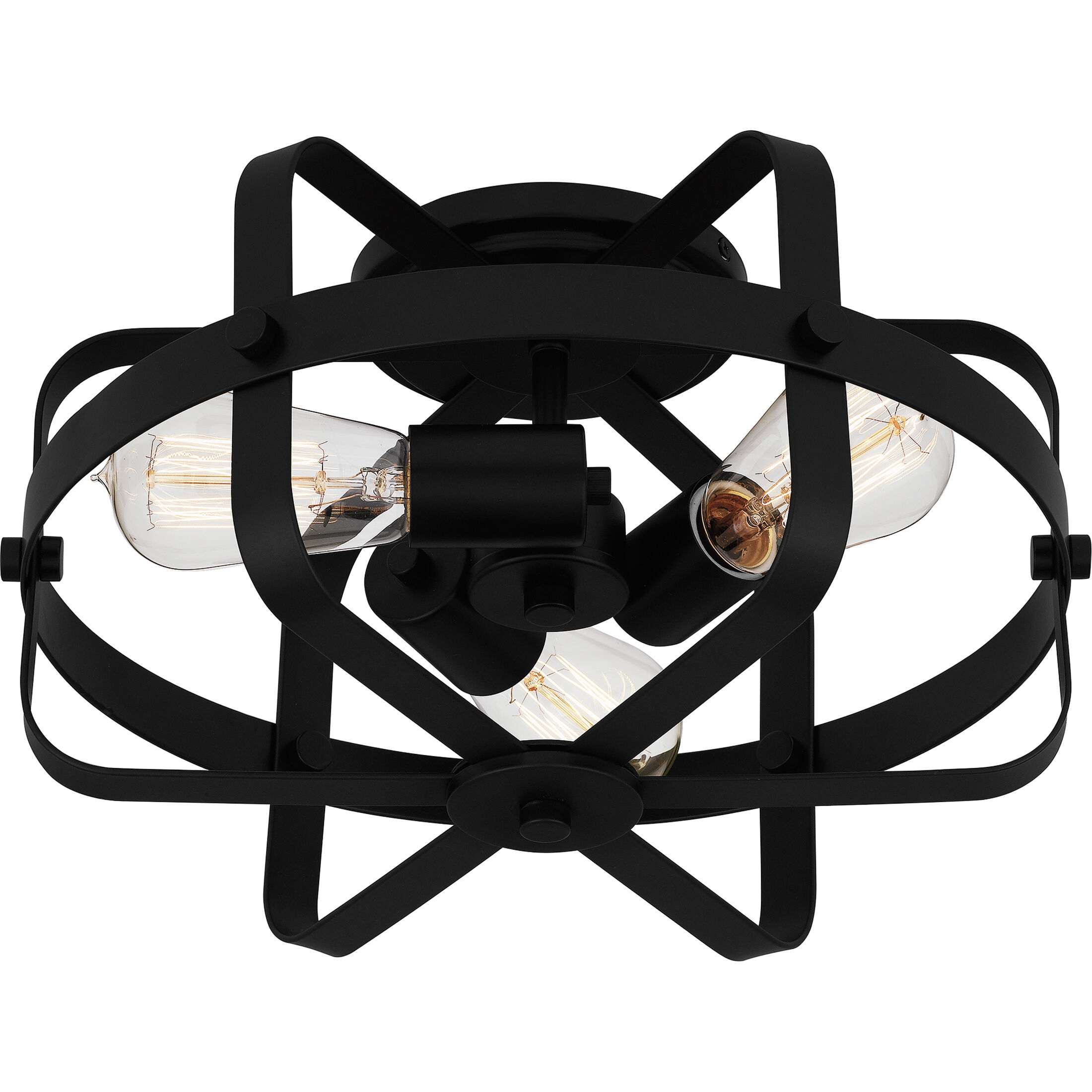 Manzel 3 Light 14 inch Matte Black Flush Mount Ceiling Light