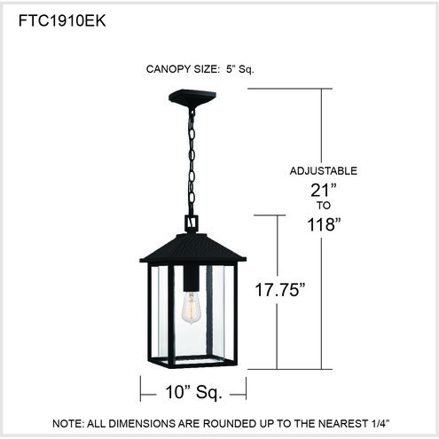 Fletcher 1 Light 10 inch Earth Black Outdoor Hanging Lantern