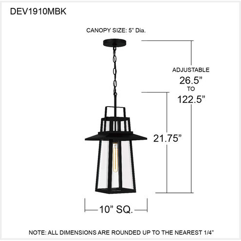 Devonport 1 Light 10 inch Matte Black Outdoor Hanging Lantern