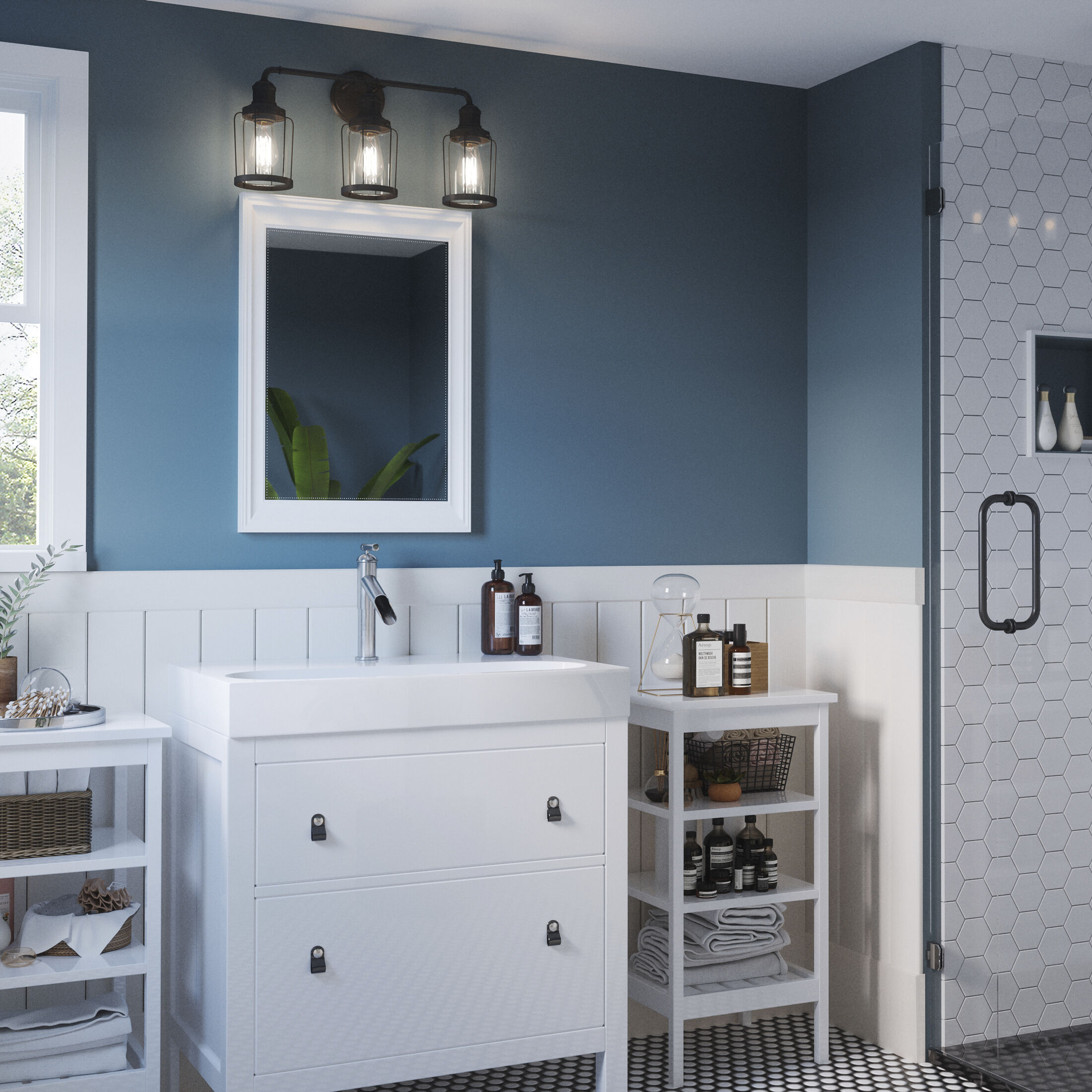 Ludlow 3 Light 24 inch Earth Black Bath Light Wall Light