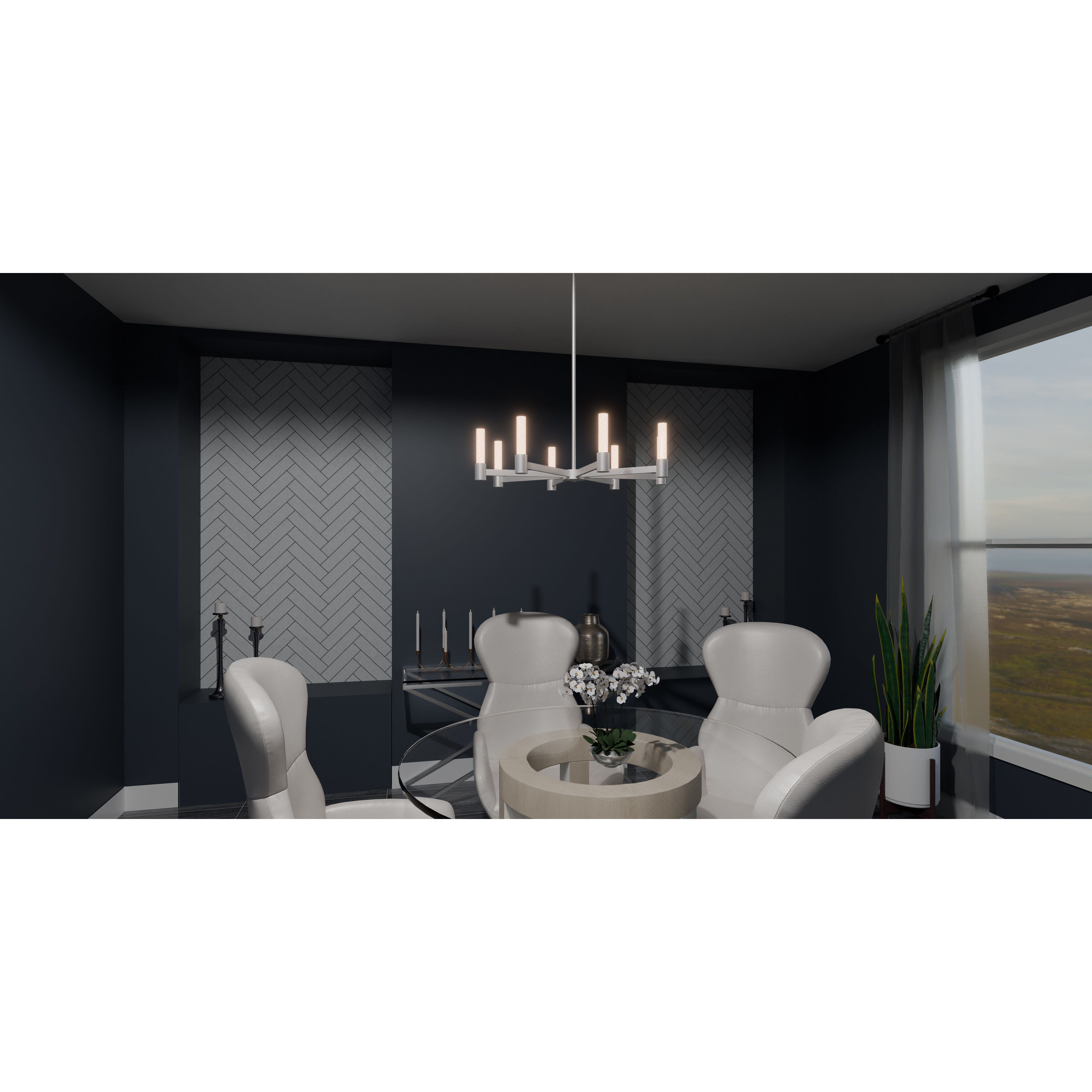 Adler 30 inch Brushed Nickel Chandelier Ceiling Light