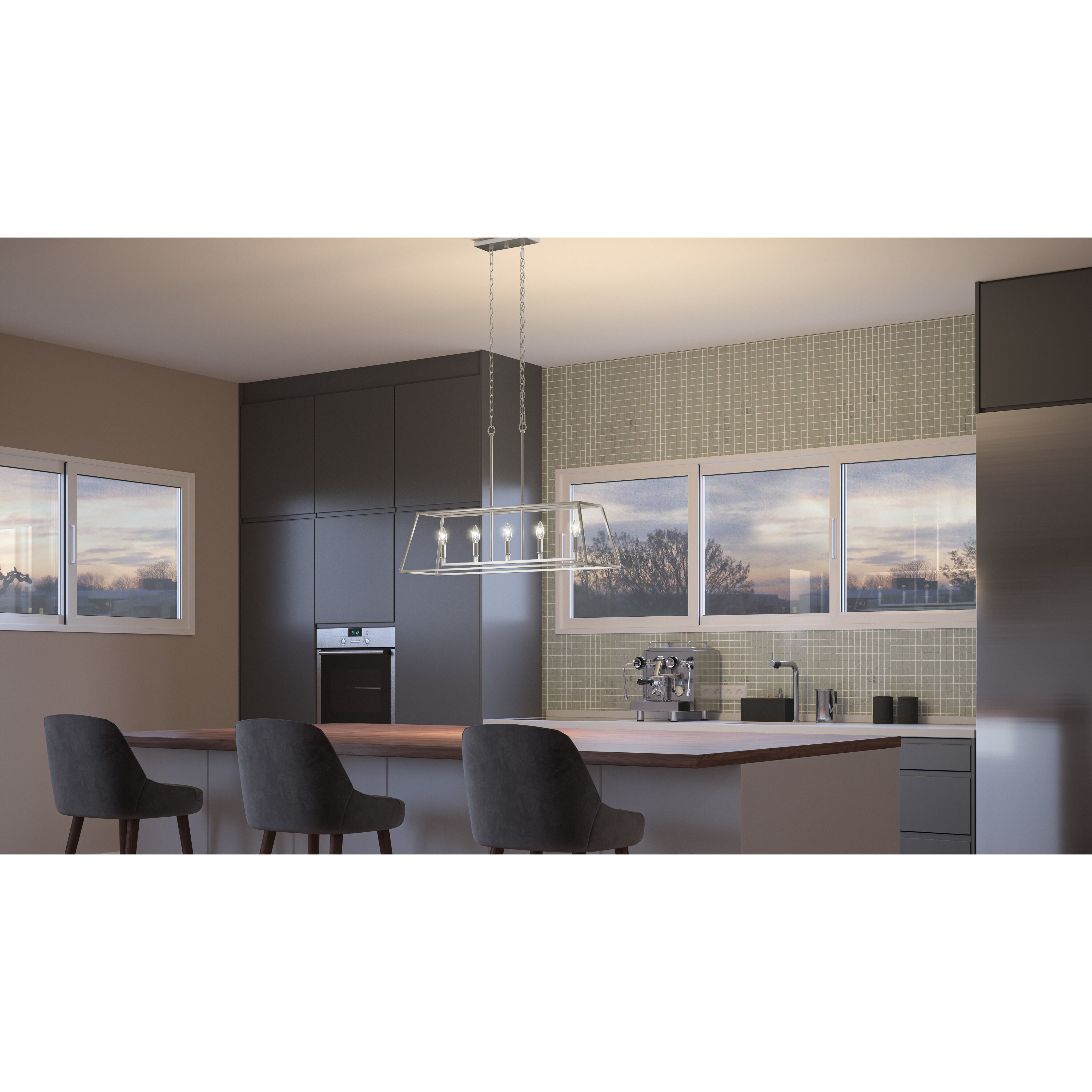 Prescott 5 Light 36 inch Brushed Nickel Island Light Ceiling Light