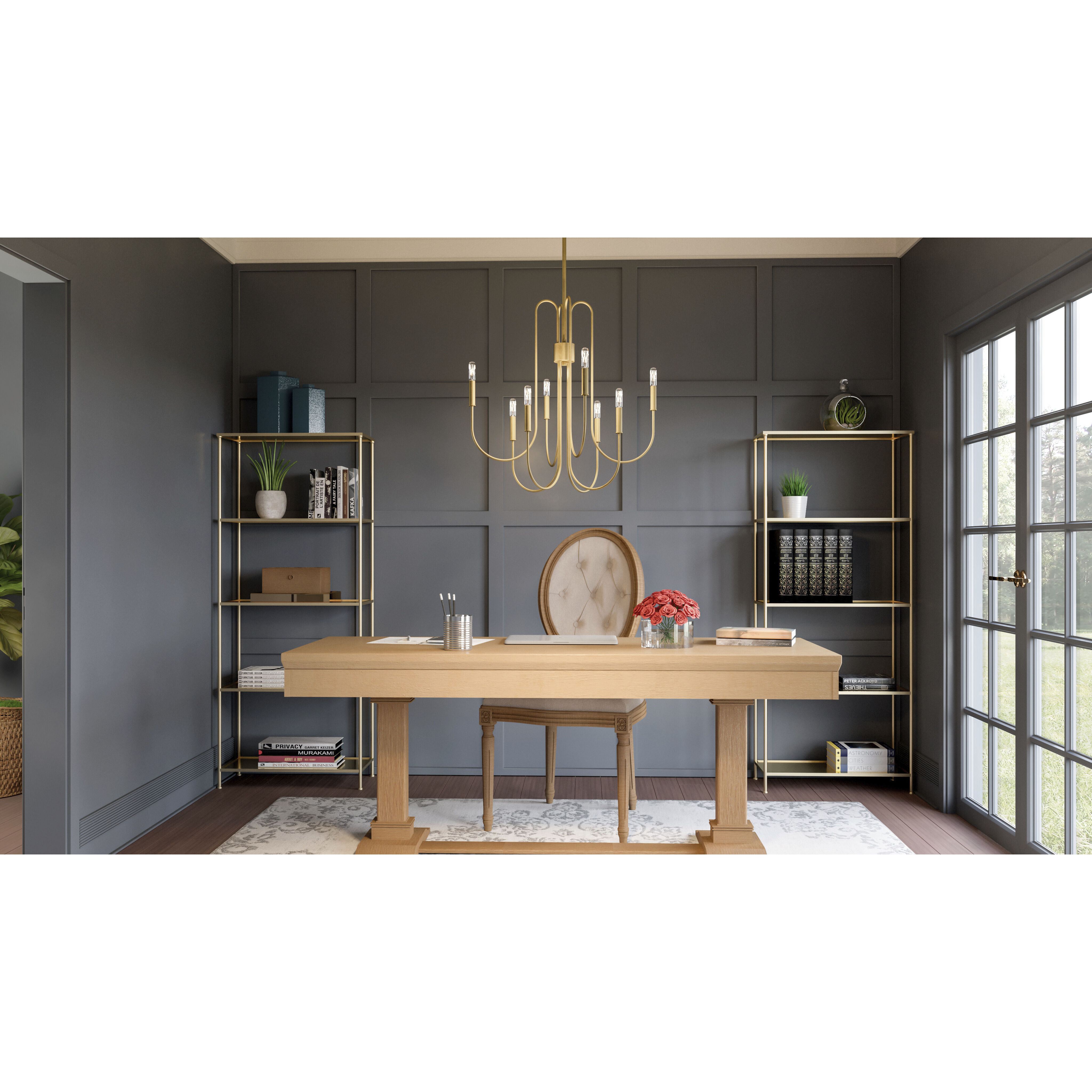 Cabry 8 Light 28 inch Brushed Weathered Brass Chandelier Ceiling Light