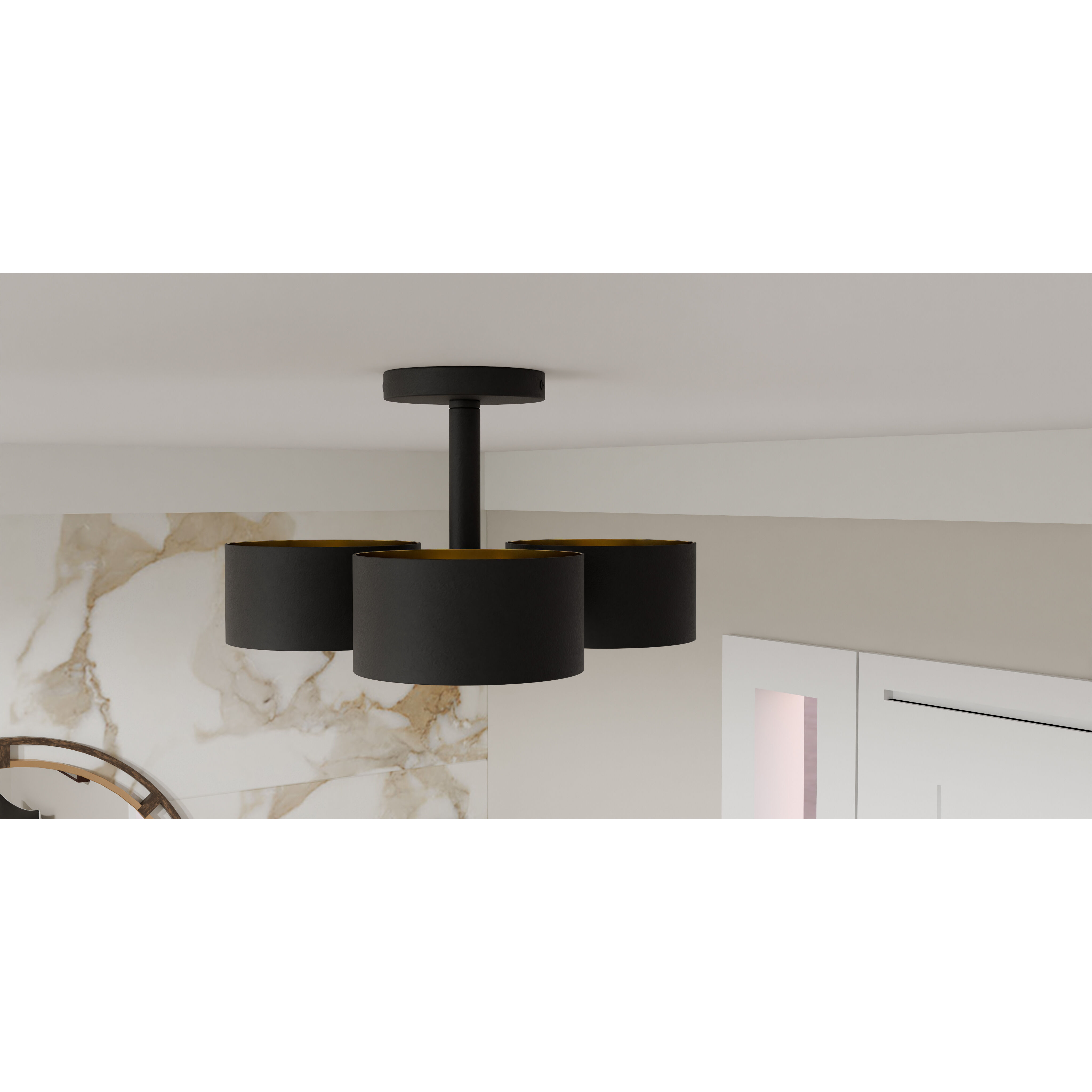 Nala 3 Light 16.25 inch Matte Black Semi-Flush Mount Ceiling Light, Medium