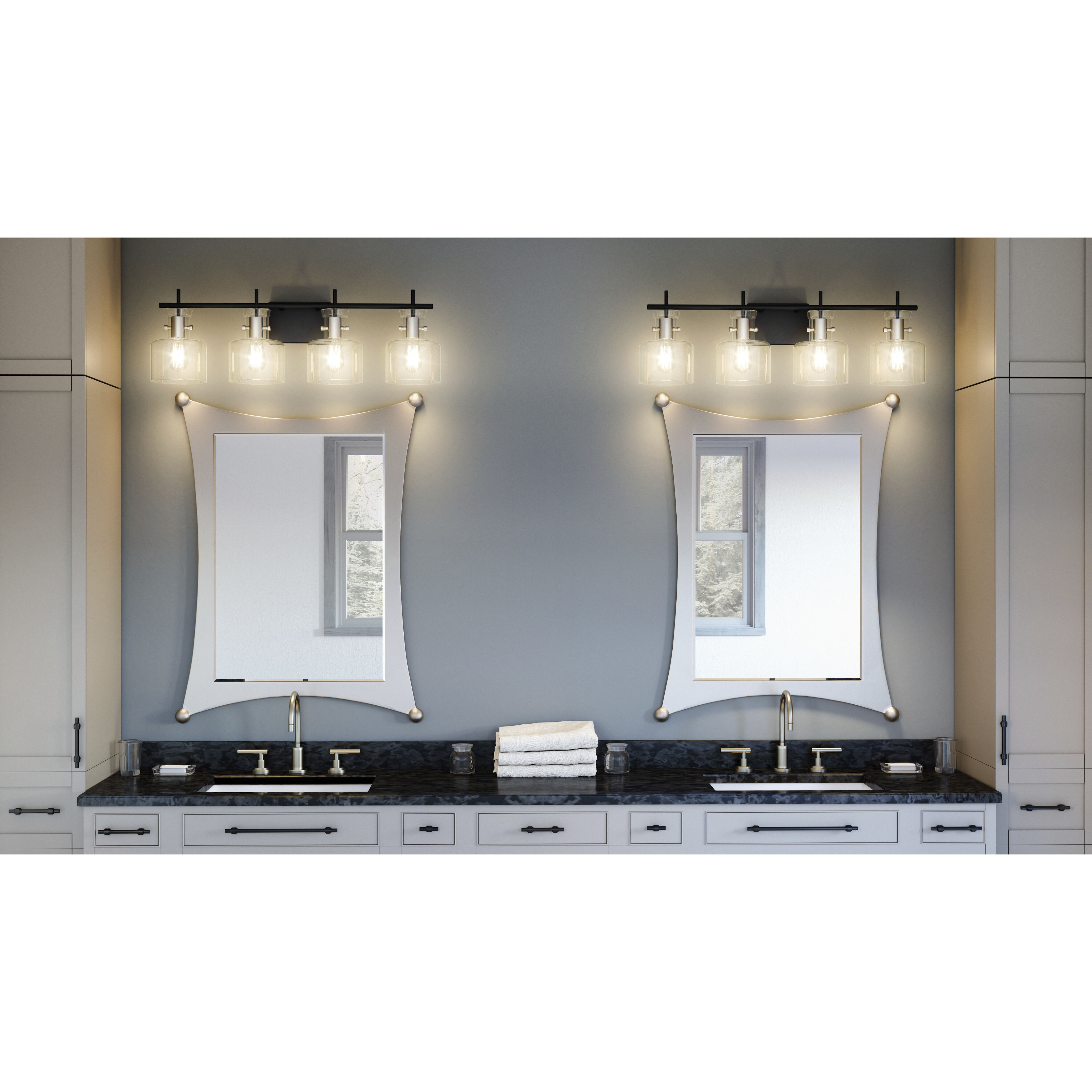 Pensbury 4 Light 32 inch Matte Black Bath Light Wall Light