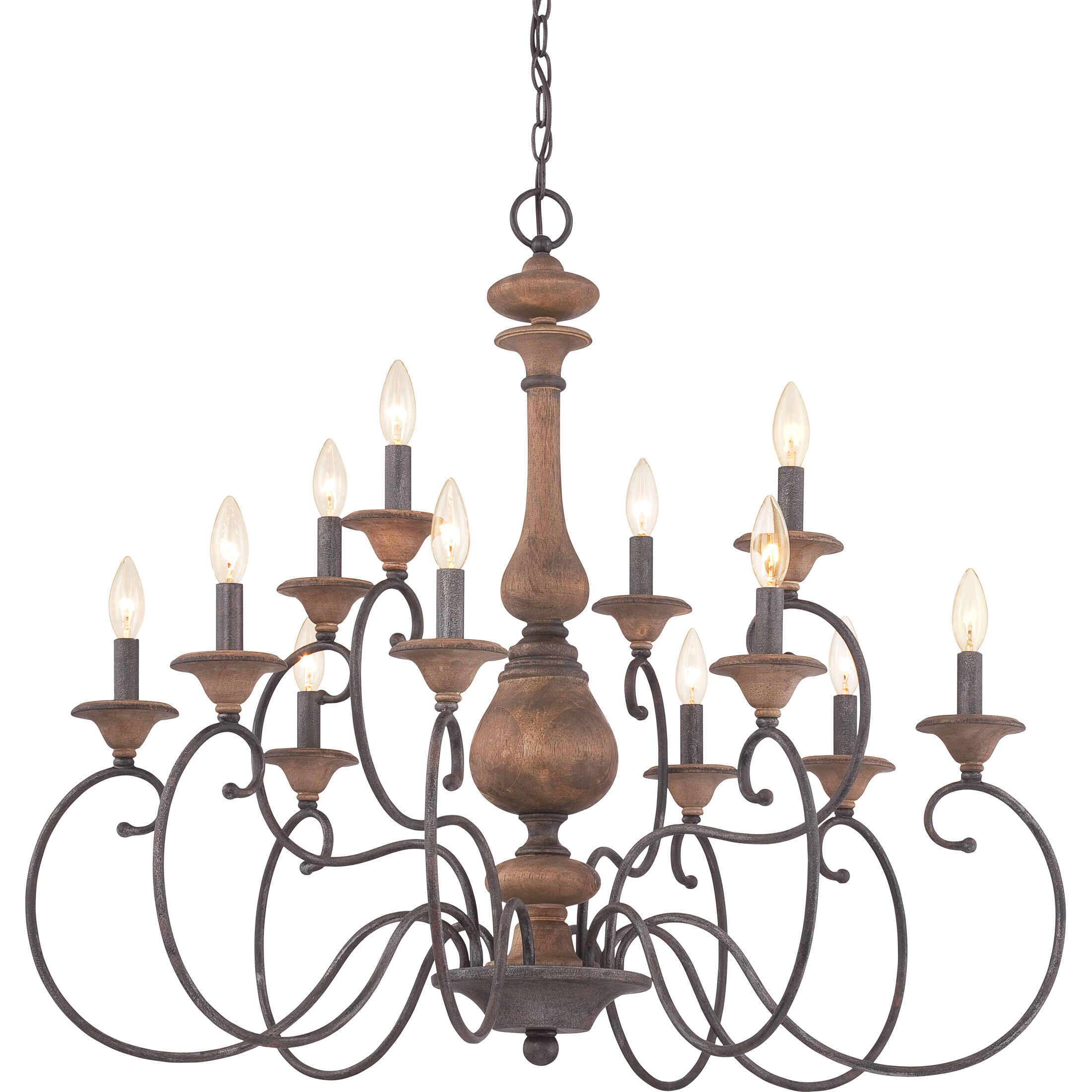 Auburn 12 Light 36 inch Rustic Black Foyer Chandelier Ceiling Light