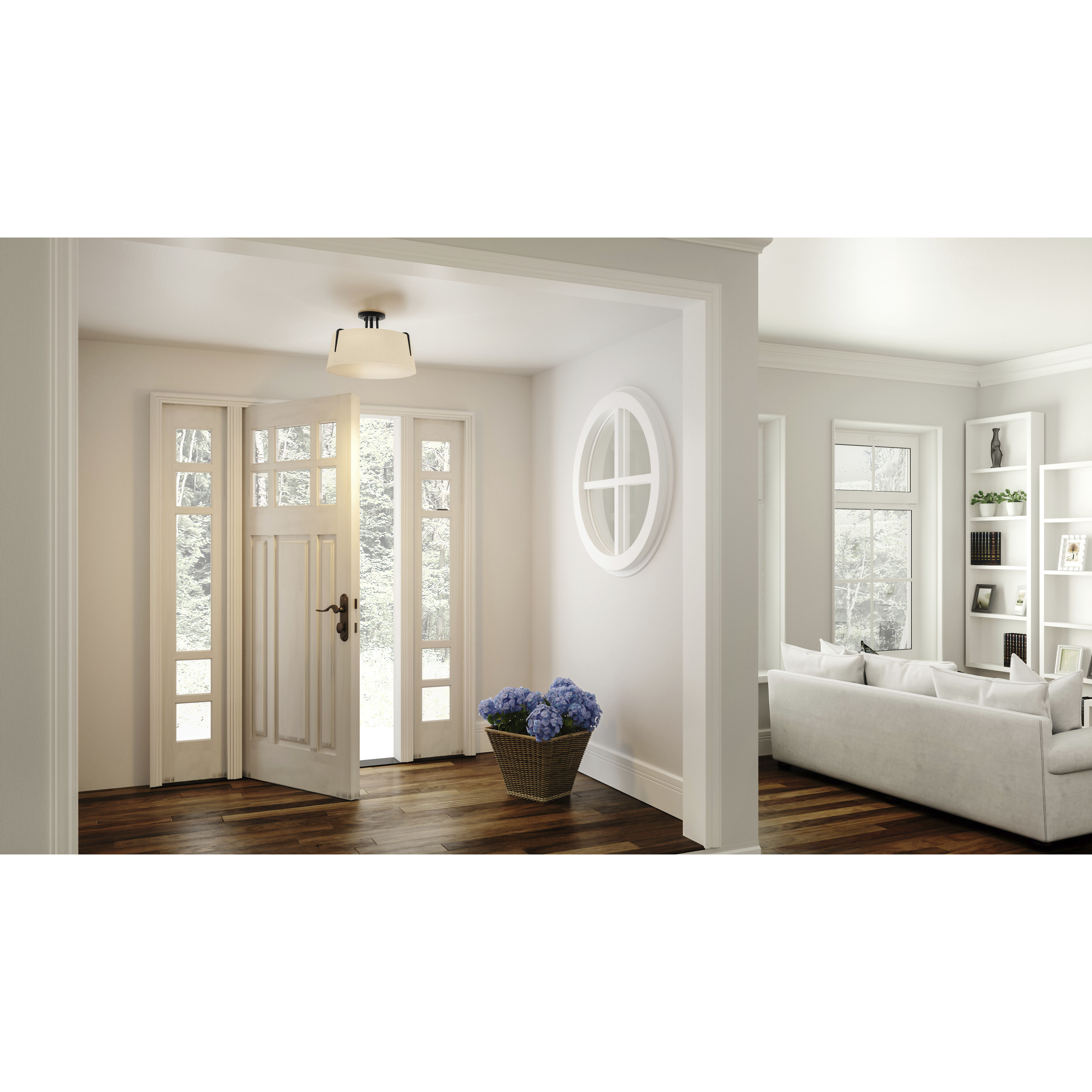 Leona 3 Light 16 inch Matte Black Semi-Flush Mount Ceiling Light