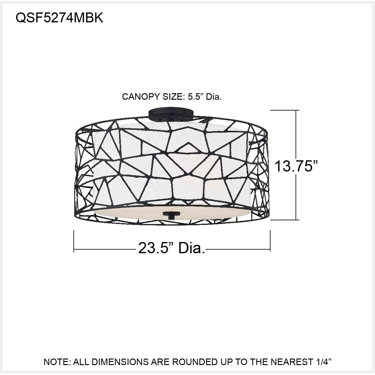 Newcastle 4 Light 23.5 inch Matte Black Semi-Flush Mount Ceiling Light